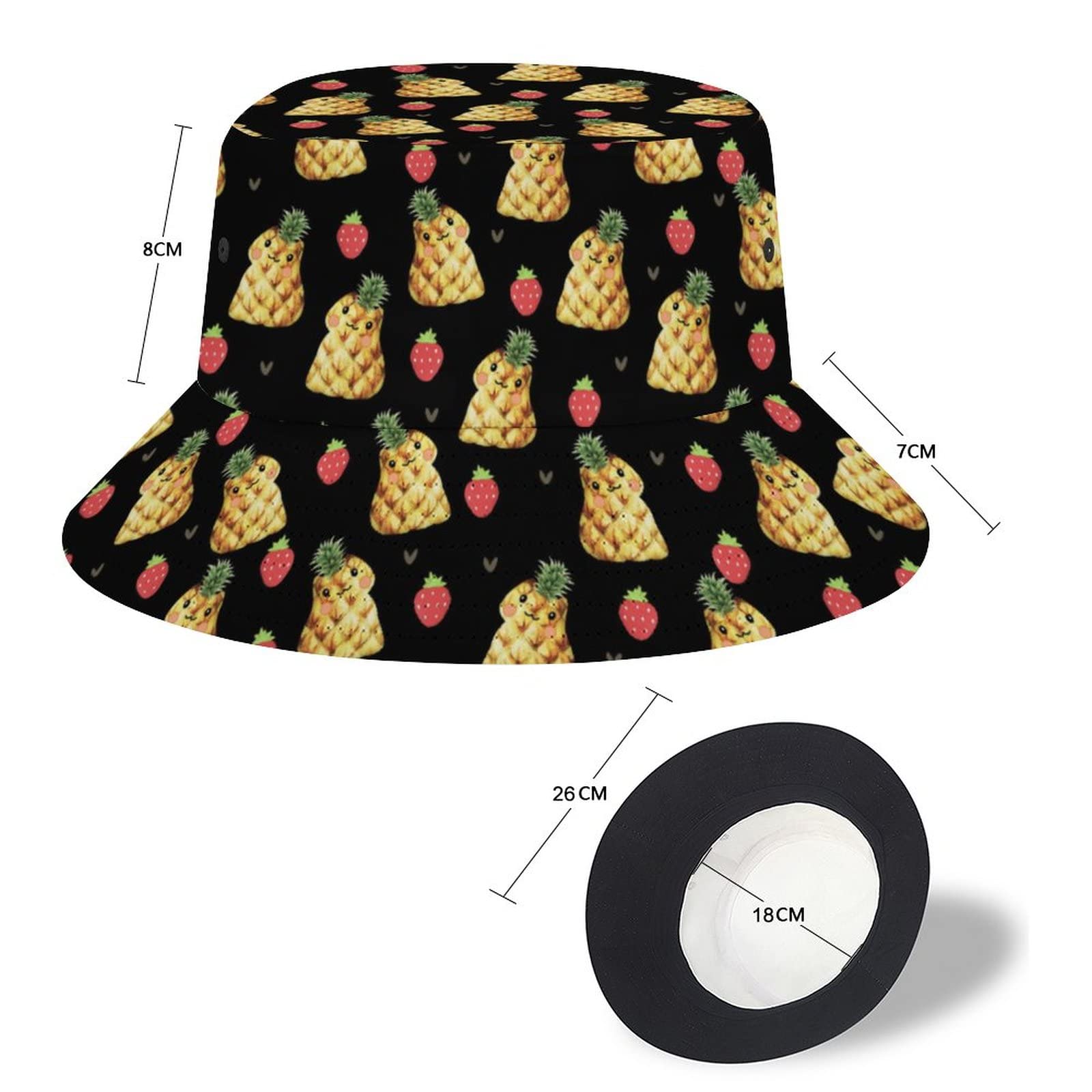 Stylish Pineapple Frog Bucket Hat for Women & Men - Lightweight Packable Summer Sun Hat for Beach, Fishing, Travel & Outdoor Activities - Unisex Adjustable UV Protection Cap