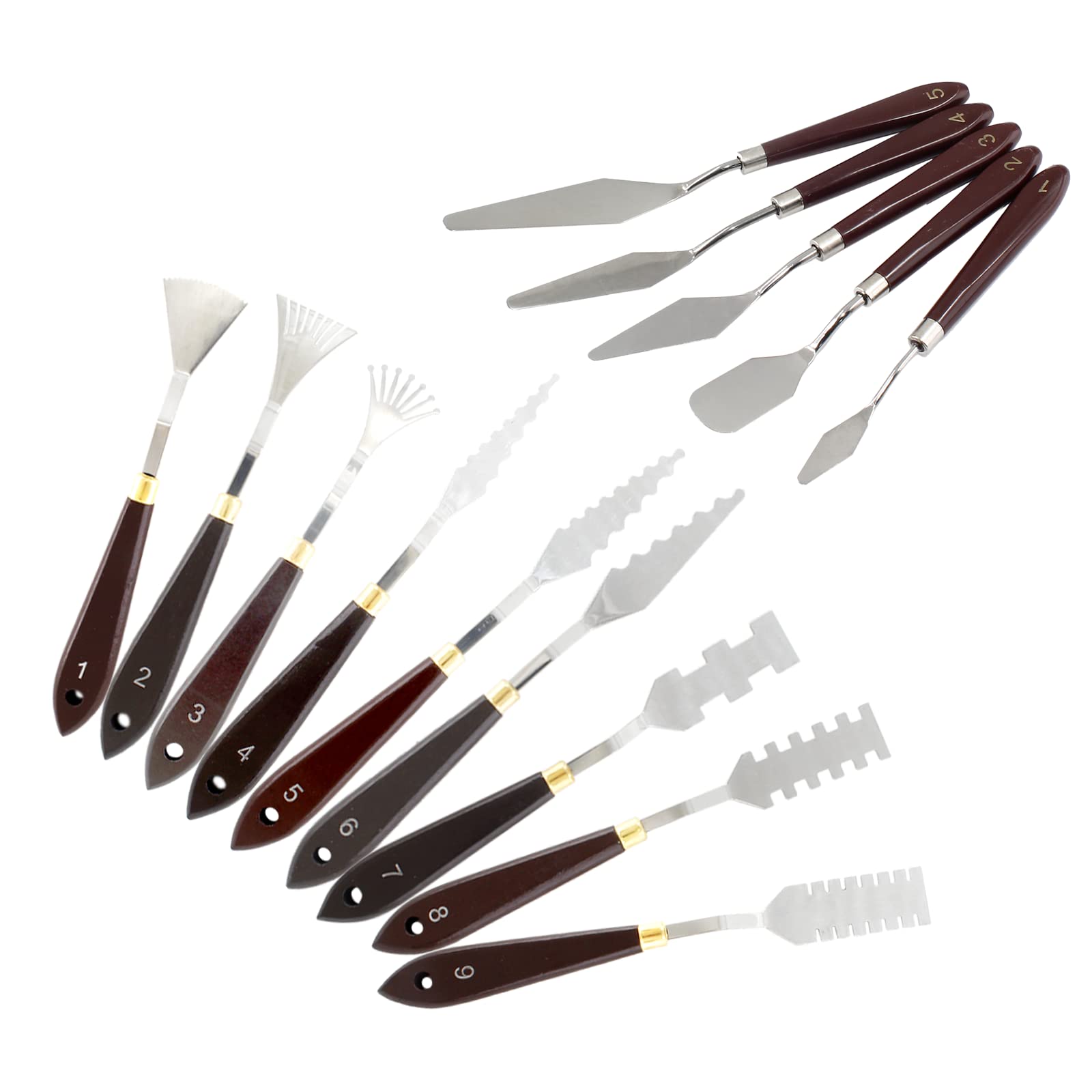 14-Piece Stainless Steel Palette Knife Set with Wooden Handle - Professional Artist Painting Tools for Oil, Acrylic & Canvas - Perfect for Color Mixing, Texture Creation & Art Studio Use