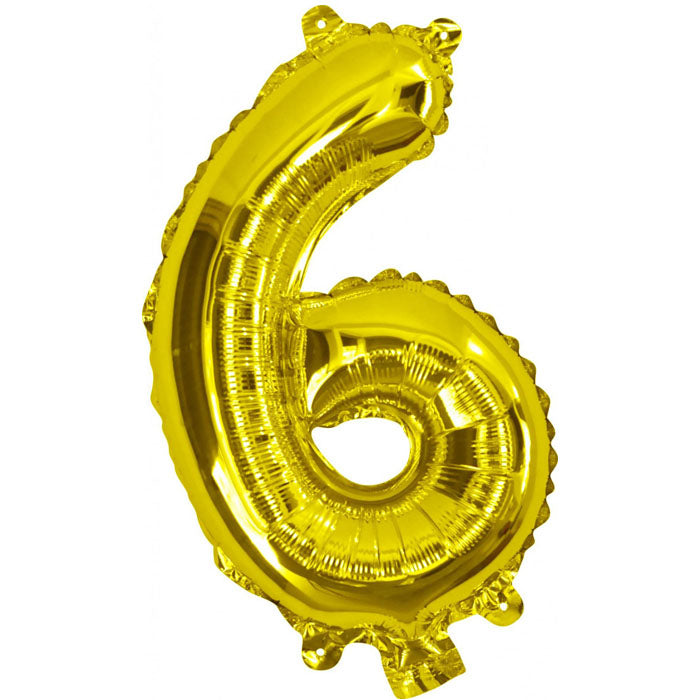 35cm Gold Number Air Filled Foil Balloons for Birthday Parties, Baby Showers & Celebrations - Pack of 10