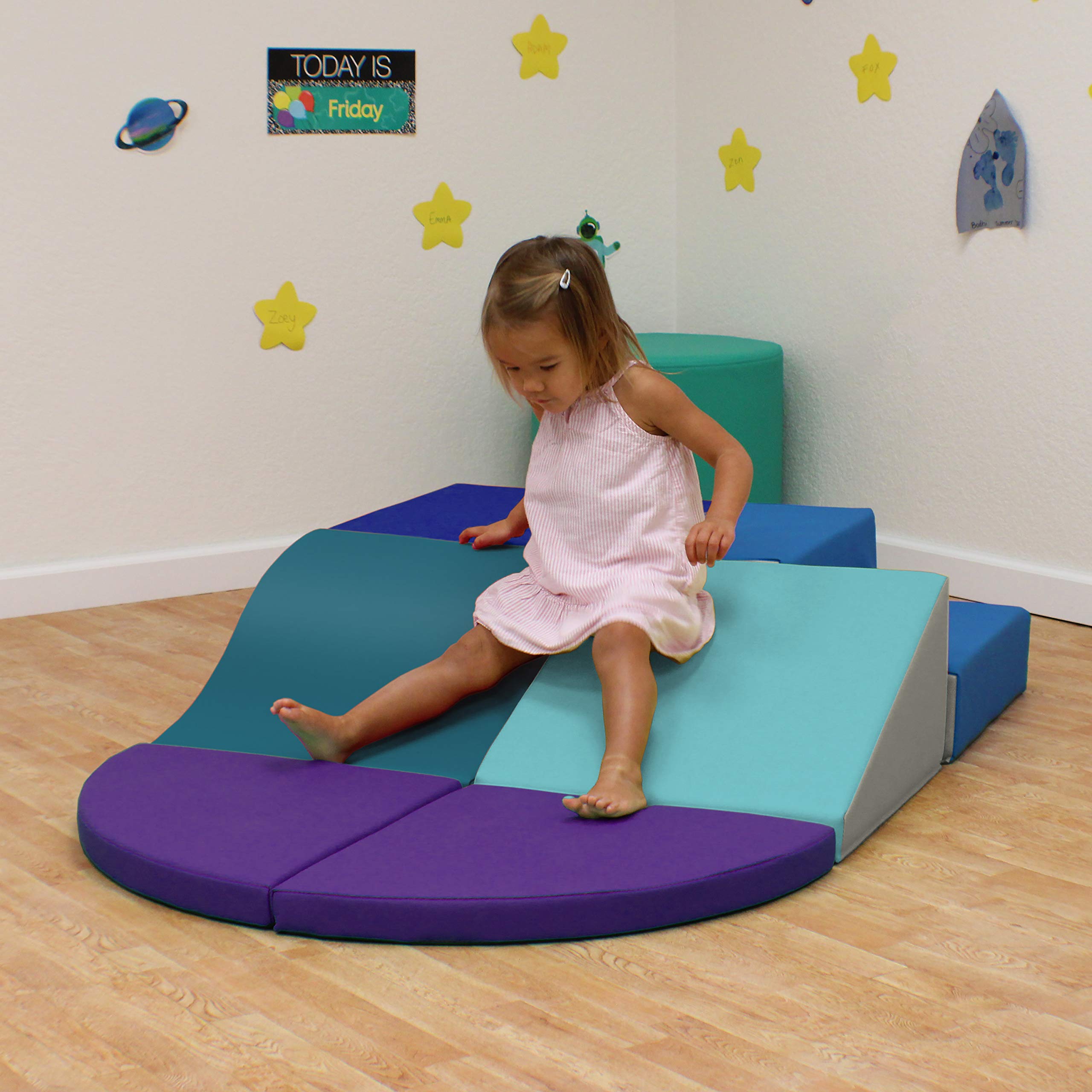SoftScape Playtime All Around Climber for Toddlers - Soft Foam Playset with Steps & Slides (6-Piece, Purple) - Indoor/Outdoor Active Play for Crawling & Climbing - Perfect for Daycare, Playroom & Backyard Fun