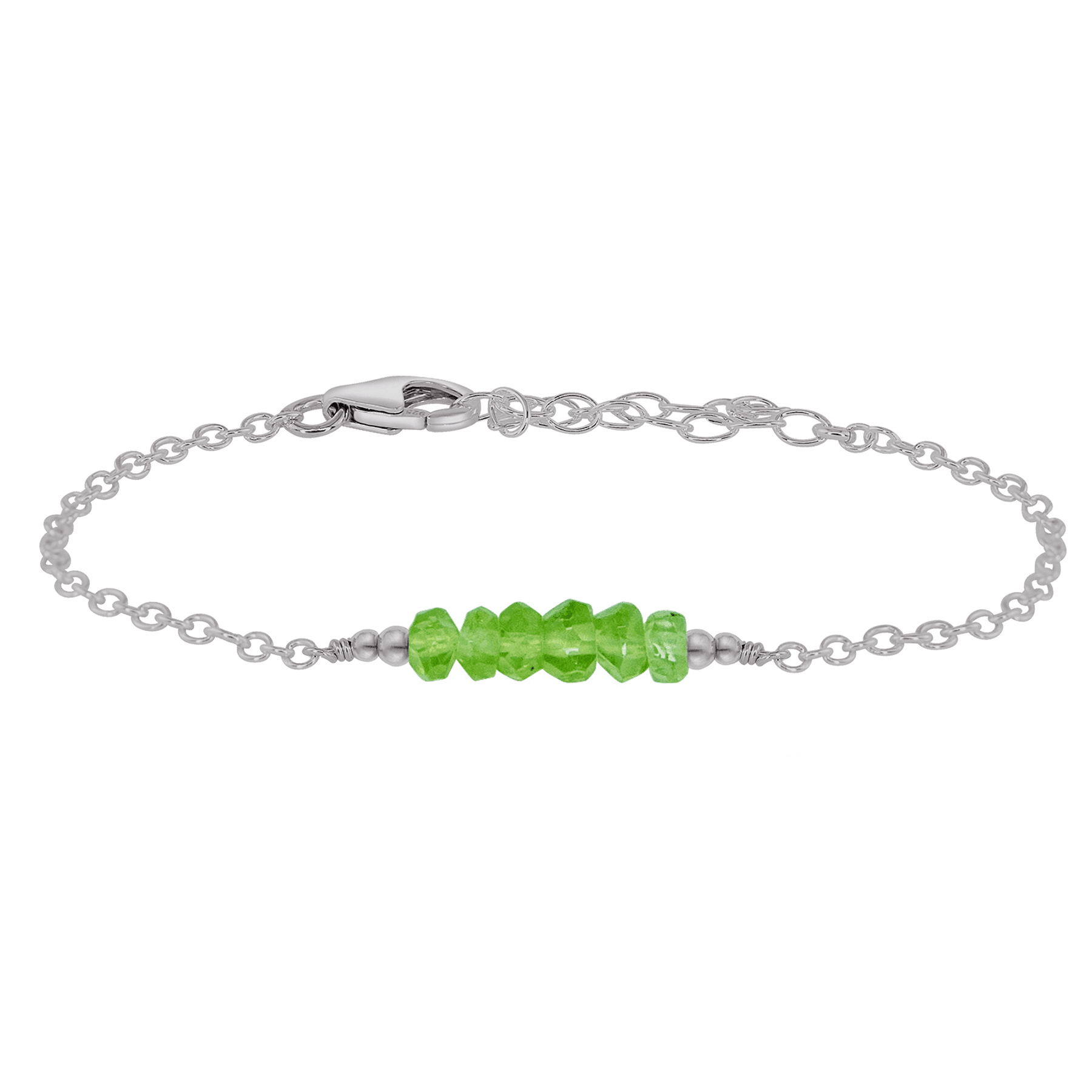 Sparkling Green Peridot Gemstone Faceted Bead Bar Bracelet for Women - Handmade Adjustable Boho Chic Jewelry for Parties, Weddings & Everyday Wear