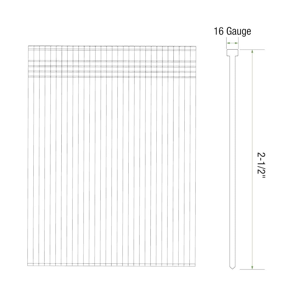 Grip Rite Prime Guard MAXB64897 2-1/2-inch 316 Stainless Steel 16-gauge Straight Finish Nails, 500 per Belt Clip - Ideal for Outdoor Decking and Marine Applications