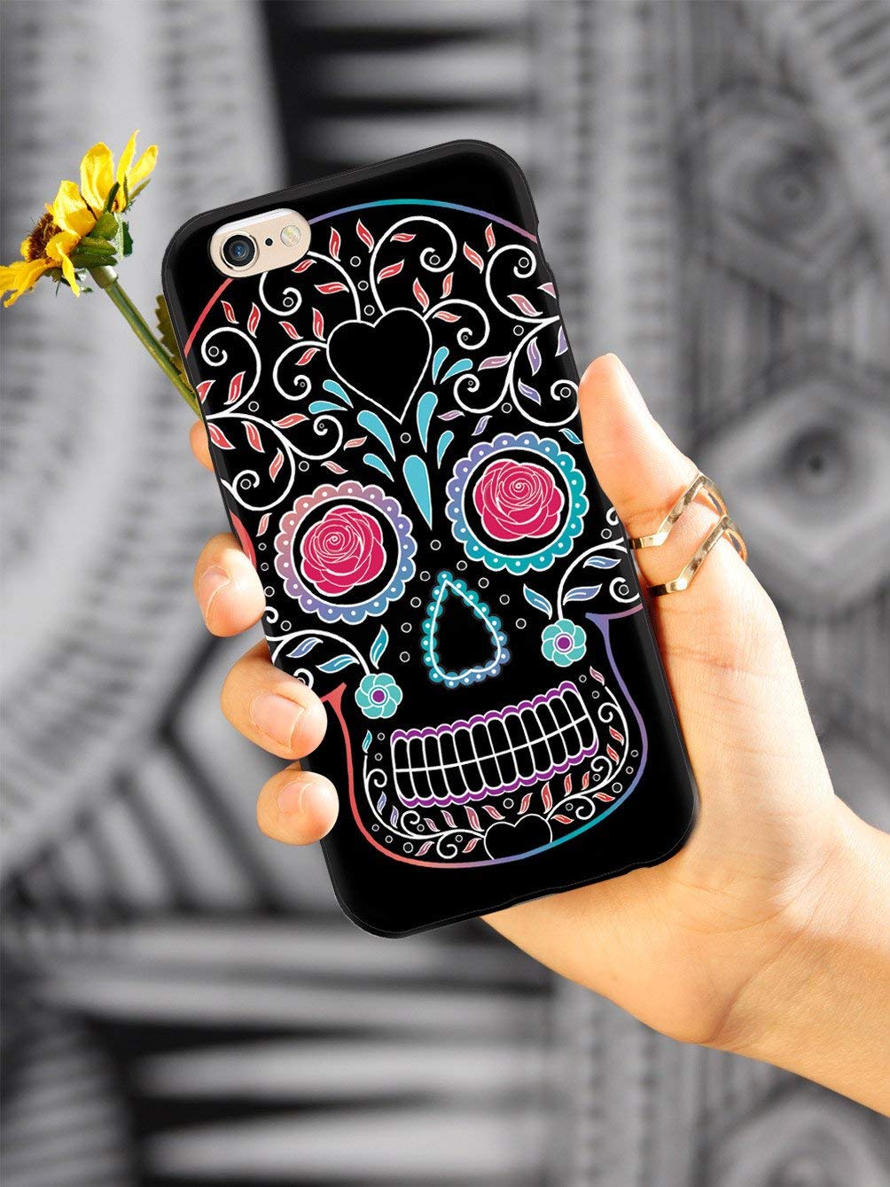 Floral Sugar Skull iPhone Xs Max Case - 3D Textured Protective Phone Cover with Anti-Slip Grip | Perfect for Daily Use, Travel & Outdoor Activities
