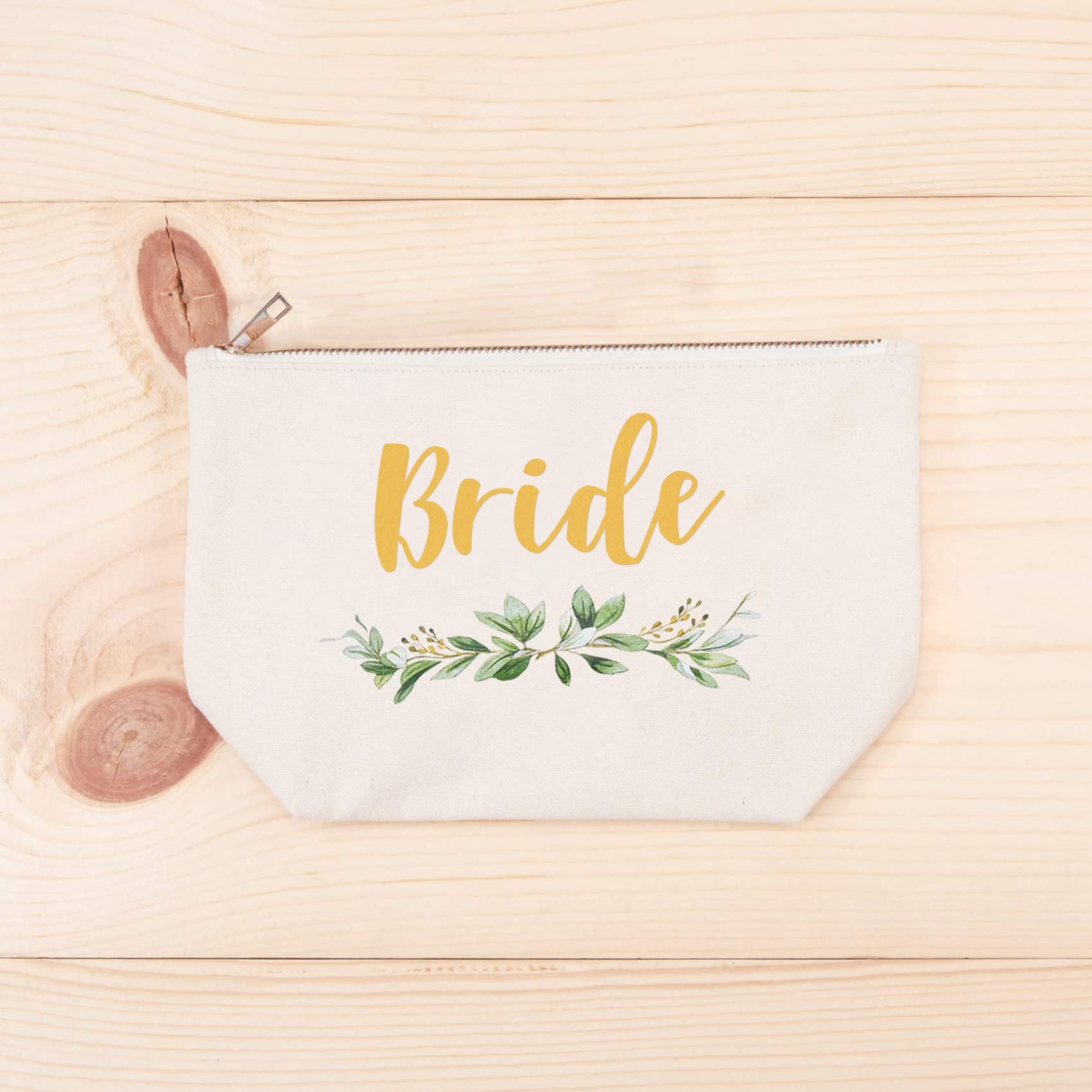ELEGANTPARK Bride Makeup Bag - Elegant Canvas Cosmetic Bag with Gold Script for Wedding, Bachelorette Party & Bridal Shower Gifts - Perfect for Bridesmaids, Travel & Special Occasions