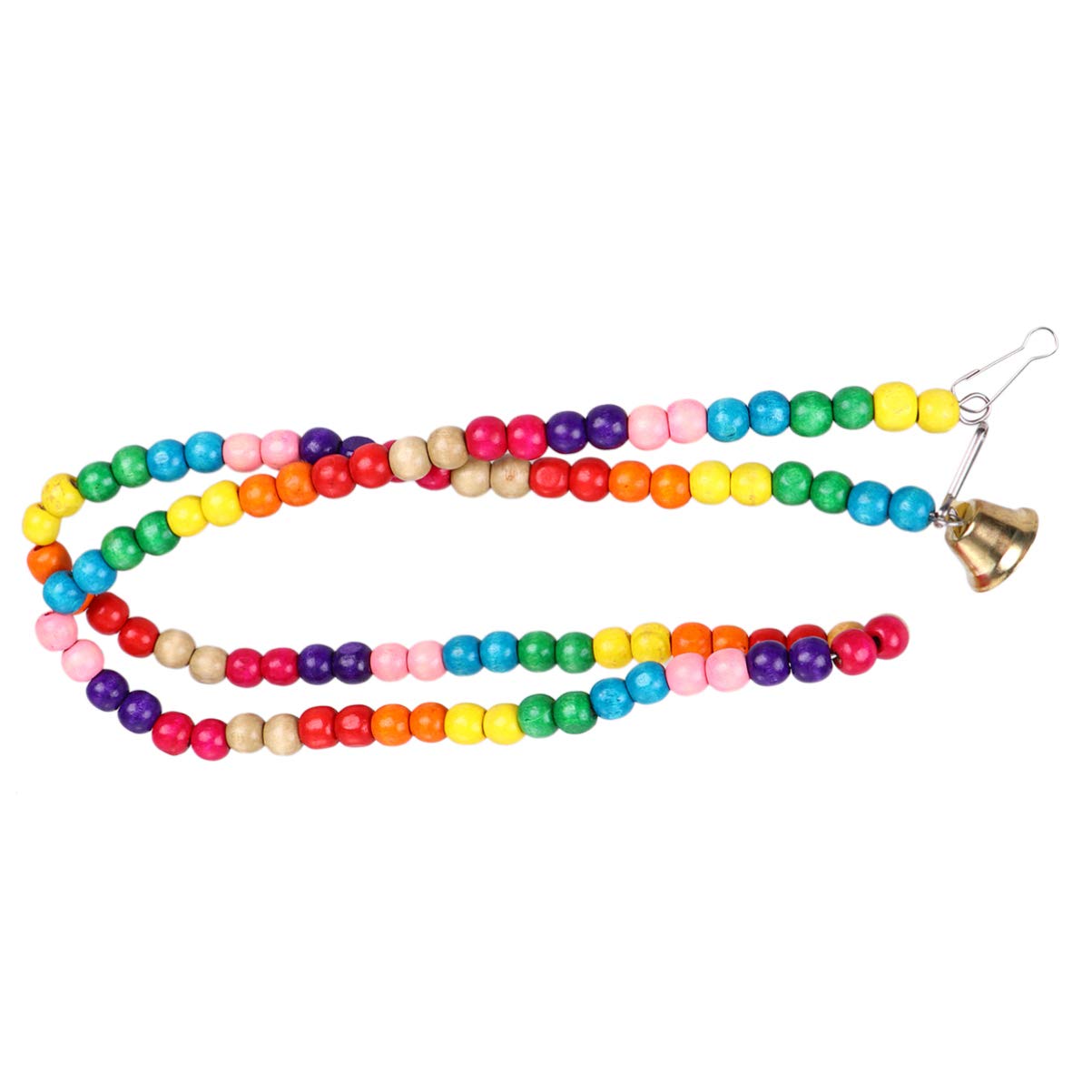 Balacoo Parakeet Swing Toy with Wood Beads & Bell - Chewing Hammock & Perch for Parrots, Cockatiels, and Small Birds - Cage Accessories for Play, Exercise, and Relaxation