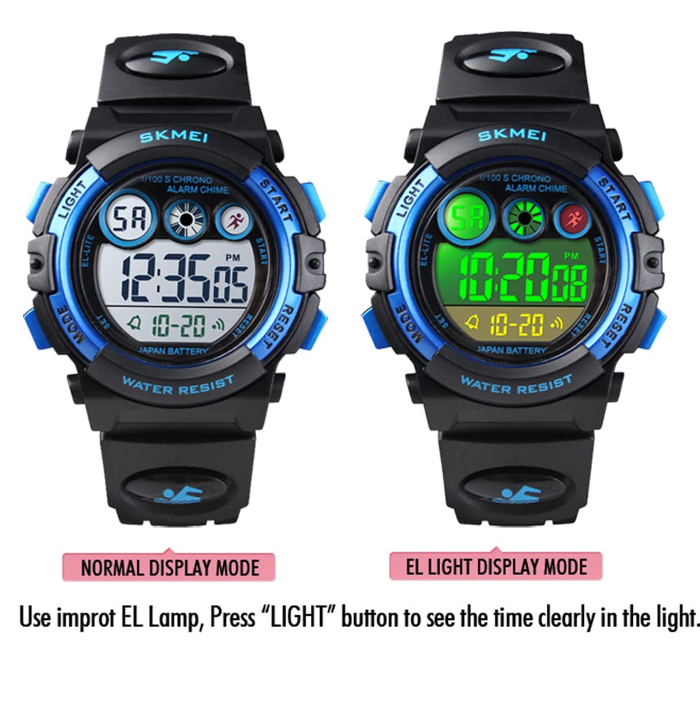 Digital Sports Watch for Boys & Girls - Waterproof Kids Wristwatch with Alarm, Stopwatch, 12/24H Time & Calendar - Perfect for Outdoor Activities, Swimming & School (Ages 3-15)