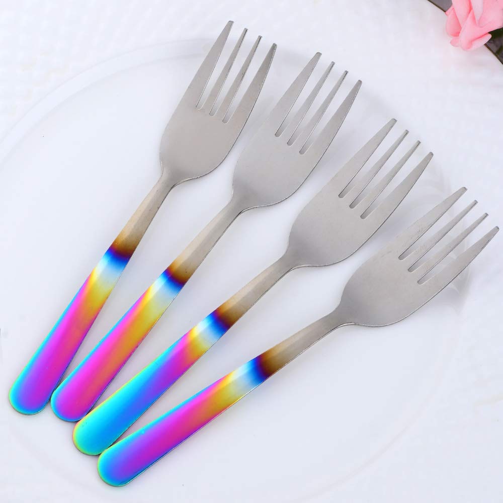 12-Pack Stainless Steel Salad Forks - 6.2 Inch Rainbow Gradient Dessert Forks for Dinner Parties, Picnics & Catering | Durable & Elegant Flatware Set for Restaurants, Weddings & Home Use