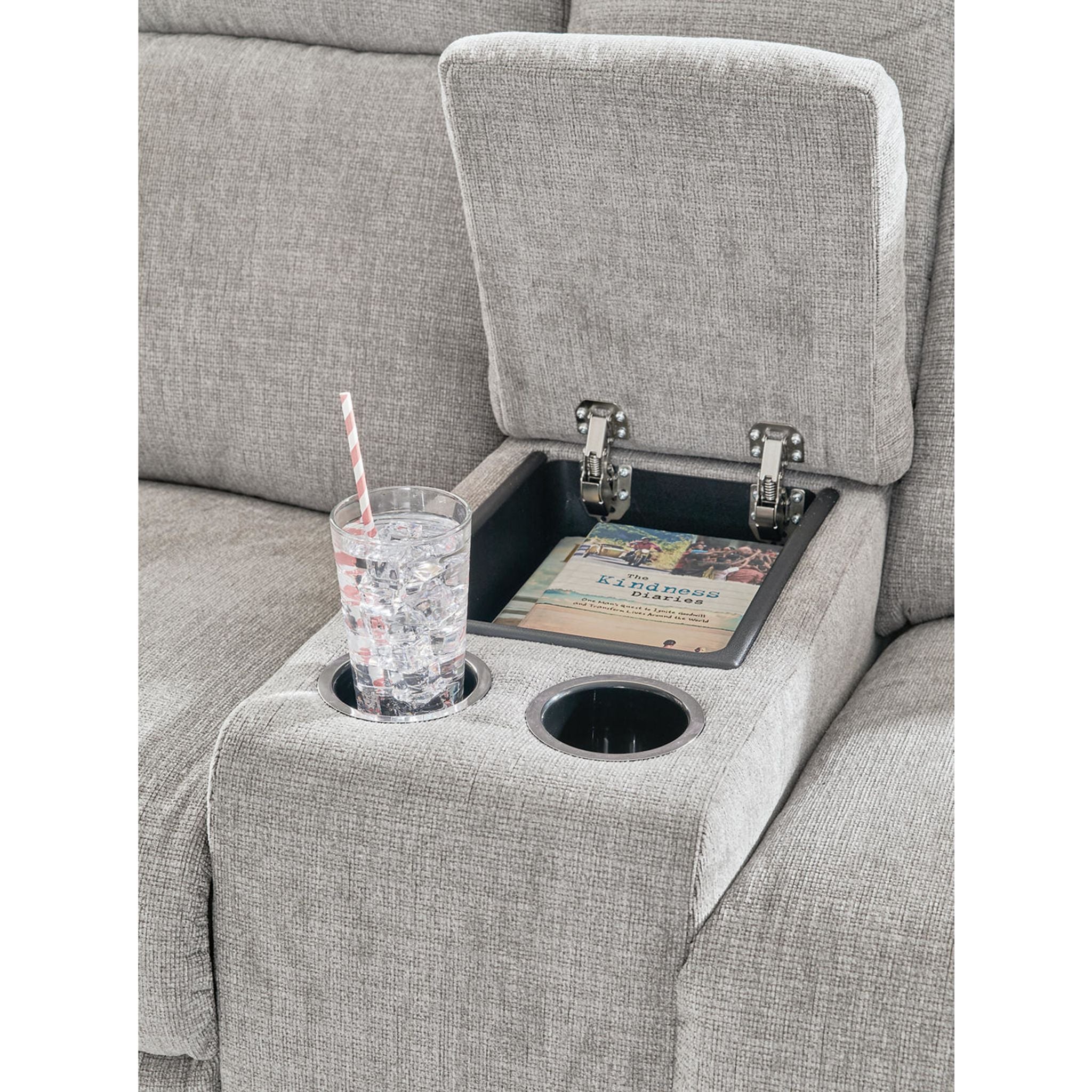 Barnsana Power Reclining Loveseat with Console - Modern Electric Recliner Sofa for Living Room, Home Theater & Family Room - Comfortable Dual Motor Couches with USB Charging & Cup Holders