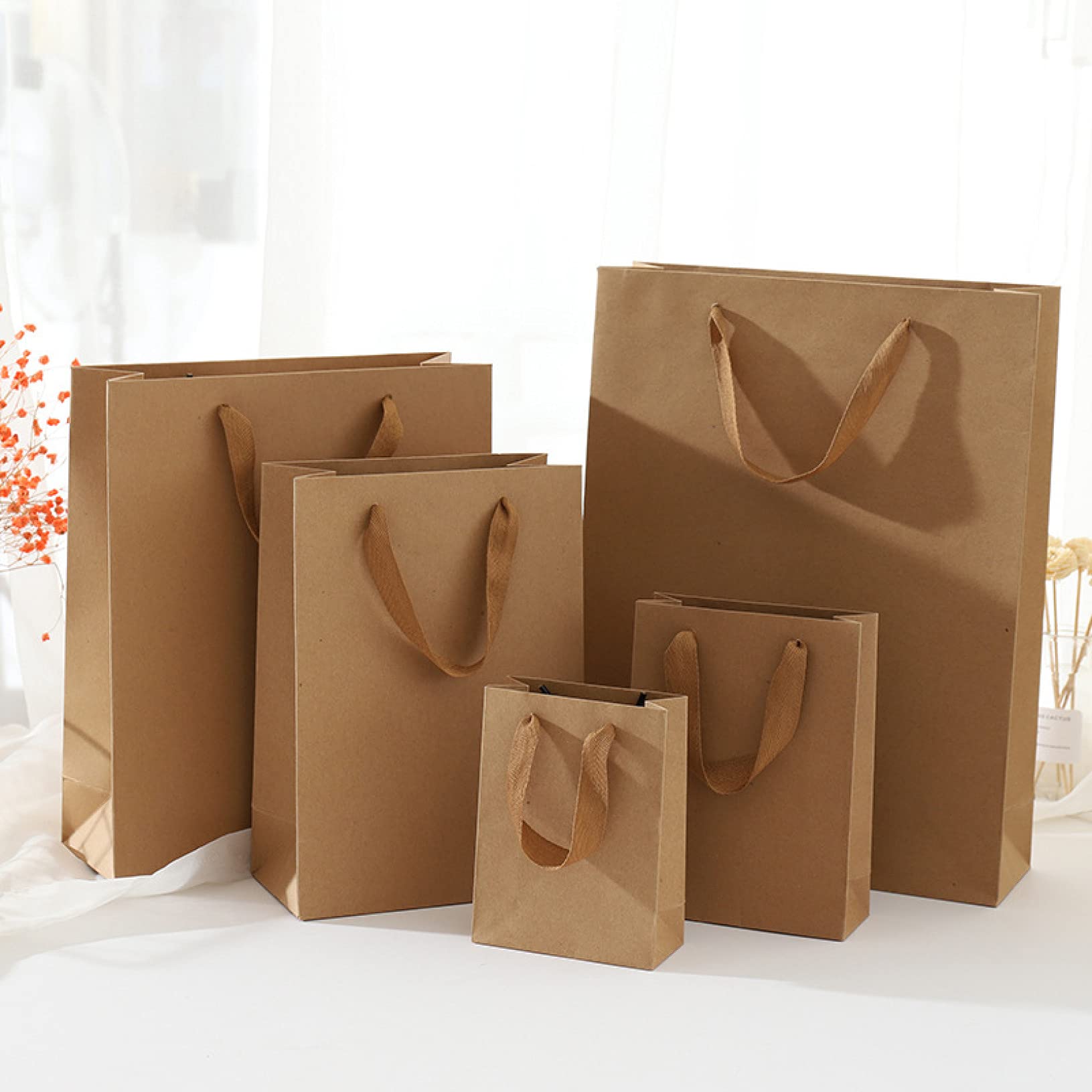10 Simple & Elegant Take-Out Bags with Handles - Holiday Decorations, Food Packaging & Catering Services - Perfect for Parties, Restaurants & Gift Giving
