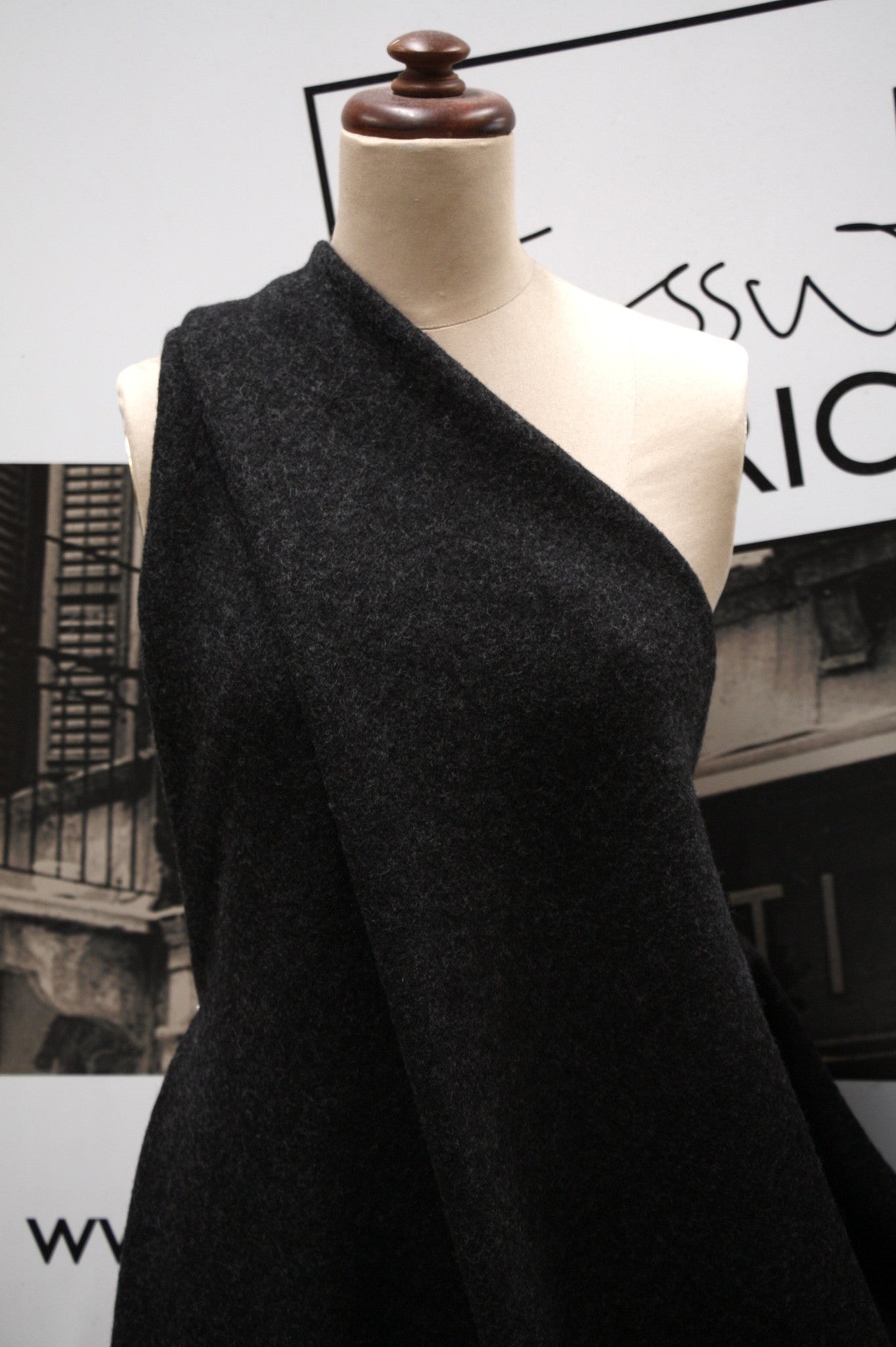 Premium Charcoal Tepore Marle Boiled Wool Fabric - Soft & Warm Material for Cozy Winter Clothing, Blankets & Home Decor
