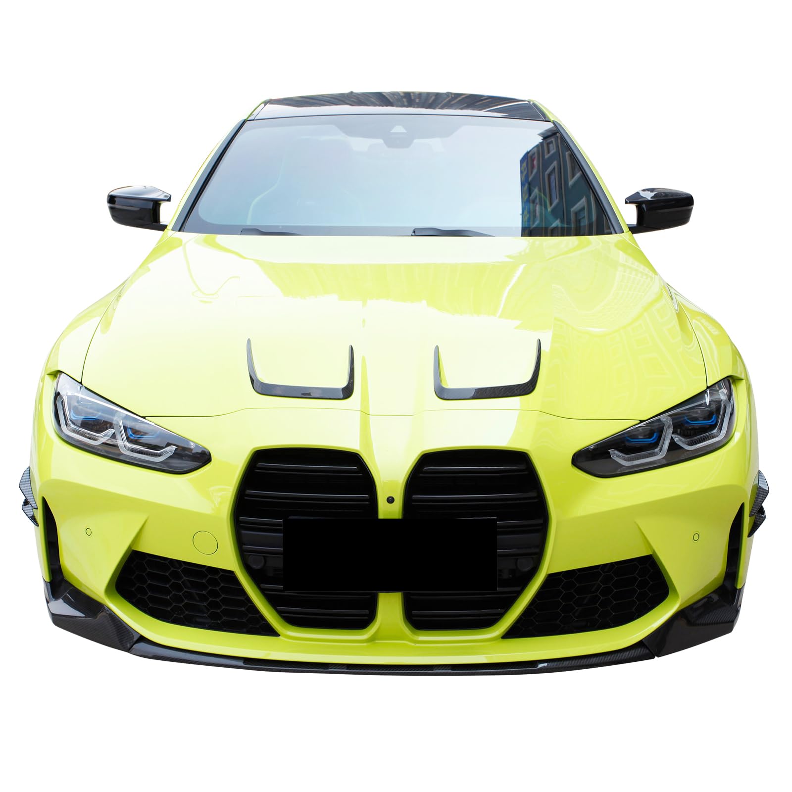 IKON MOTORSPORTS Dry Carbon Fiber Front Bumper Canards for 2021-2023 BMW G80 M3 G82 G83 M4 - 4PCS MP Style Splitter Fins Spoiler - Enhance Aerodynamics & Sporty Look for Track or Street Driving