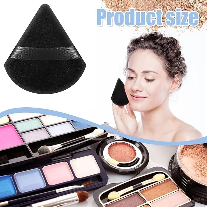 BJIK® 2-Pack Soft Triangle Powder Puffs - Premium Makeup Sponge for Loose Powder & Foundation - Beauty Blender for Flawless Face & Body Makeup Application (Black) | Perfect for Professional Makeup Artists & Everyday Beauty Routine