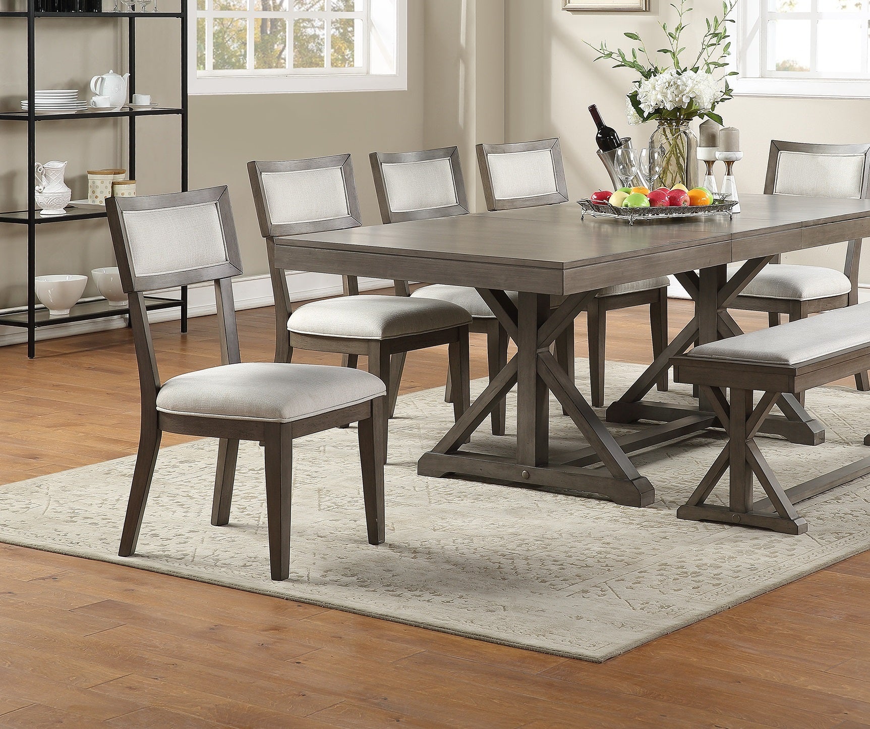 Modern Solid Wood & Veneer Dining Chairs Set of 2 - Cream Upholstered Seat & Back - Perfect for Kitchen, Dining Room, and Breakfast Nook