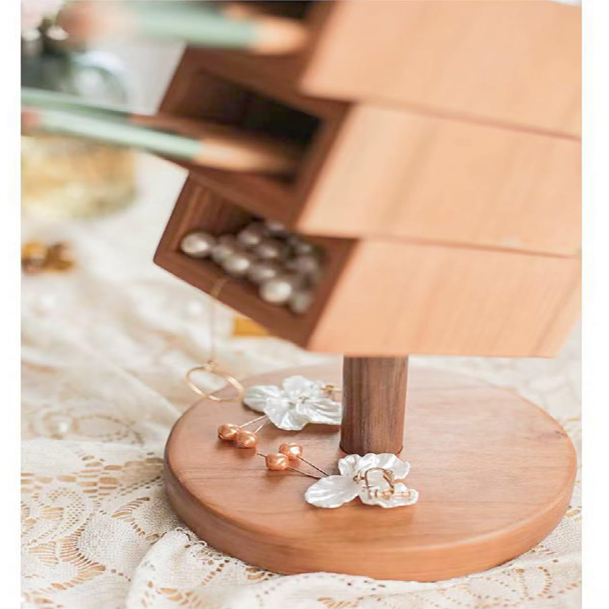 Wooden Pen Holder & Desk Organizer with 3 Compartments - Perfect for Pens, Pencils, Office Supplies, Makeup Brushes and TV Remotes - Ideal for Home Office, Study Desk and Workspace Organization
