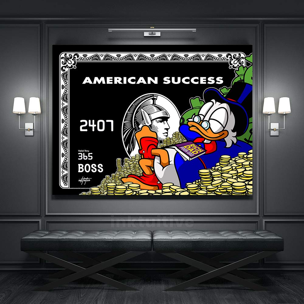 Inktuitive 'American Success' Motivational Canvas Wall Art for Office - 24x18 Inch Black Frame - Inspirational Quotes & Decor for Workspace, Home Office & Business Success