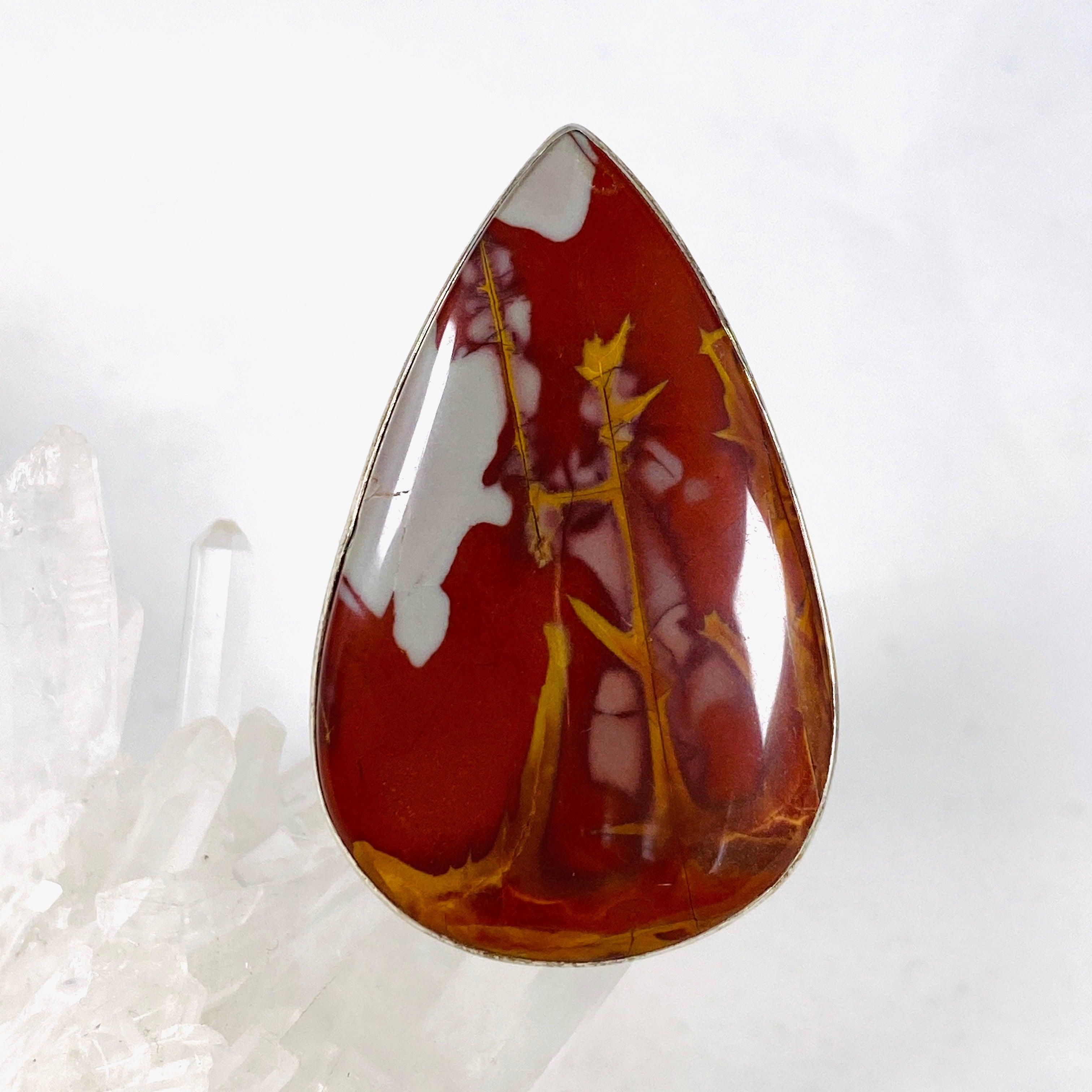 Pilbara Noreena Jasper Teardrop Hammered Band Ring - Size 11 - KRGJ2221 - Handmade Boho Jewelry for Women - Perfect for Everyday Wear, Gift Giving & Spiritual Healing