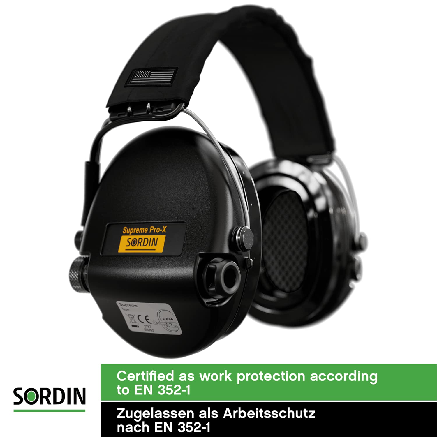 Sordin Supreme Pro-X Electronic Ear Protection for Hunting & Shooting - Active Noise Cancelling Headphones with US Headband & Gel Kits - Perfect for Range Training, Outdoor Sports & Industrial Safety