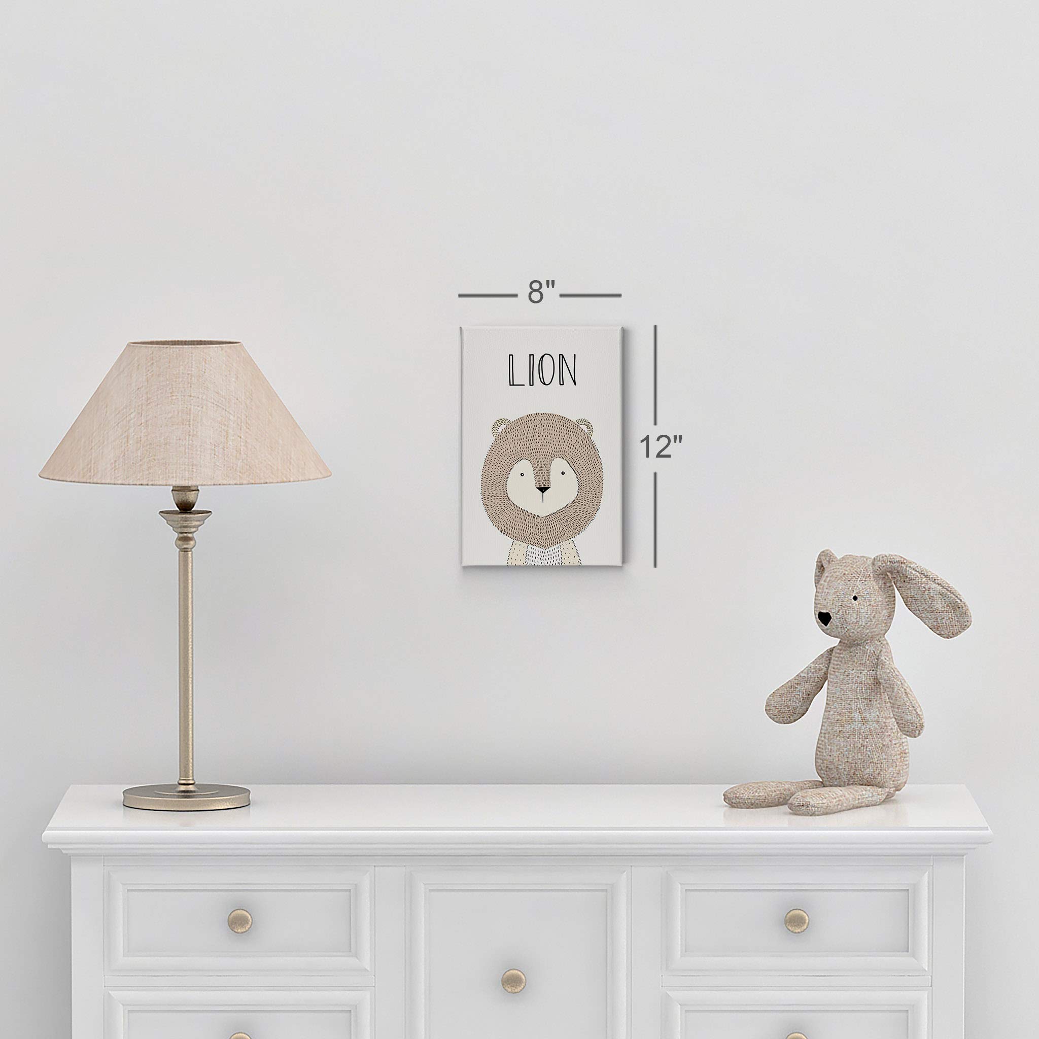 Lion Canvas Wall Art for Kids Room - 40x30 Inch Smile Art Design Painting with Cream Background, Nursery & Baby Room Decor - Handmade in USA | Perfect for Playrooms, Bedrooms & Gifts