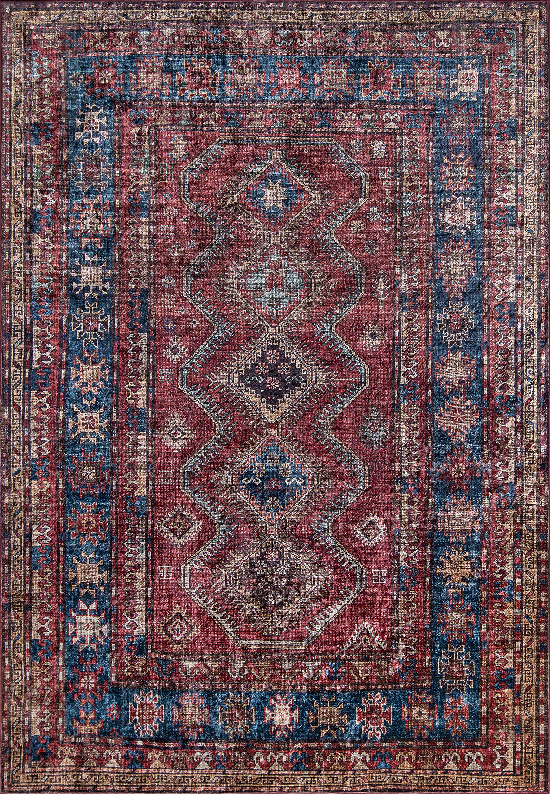 Nolita Rigs Riga Polyester Burgundy Area Rug 5' x 8' - Soft Non-Slip Living Room Rug for Bedroom, Dining Room & Home Decor