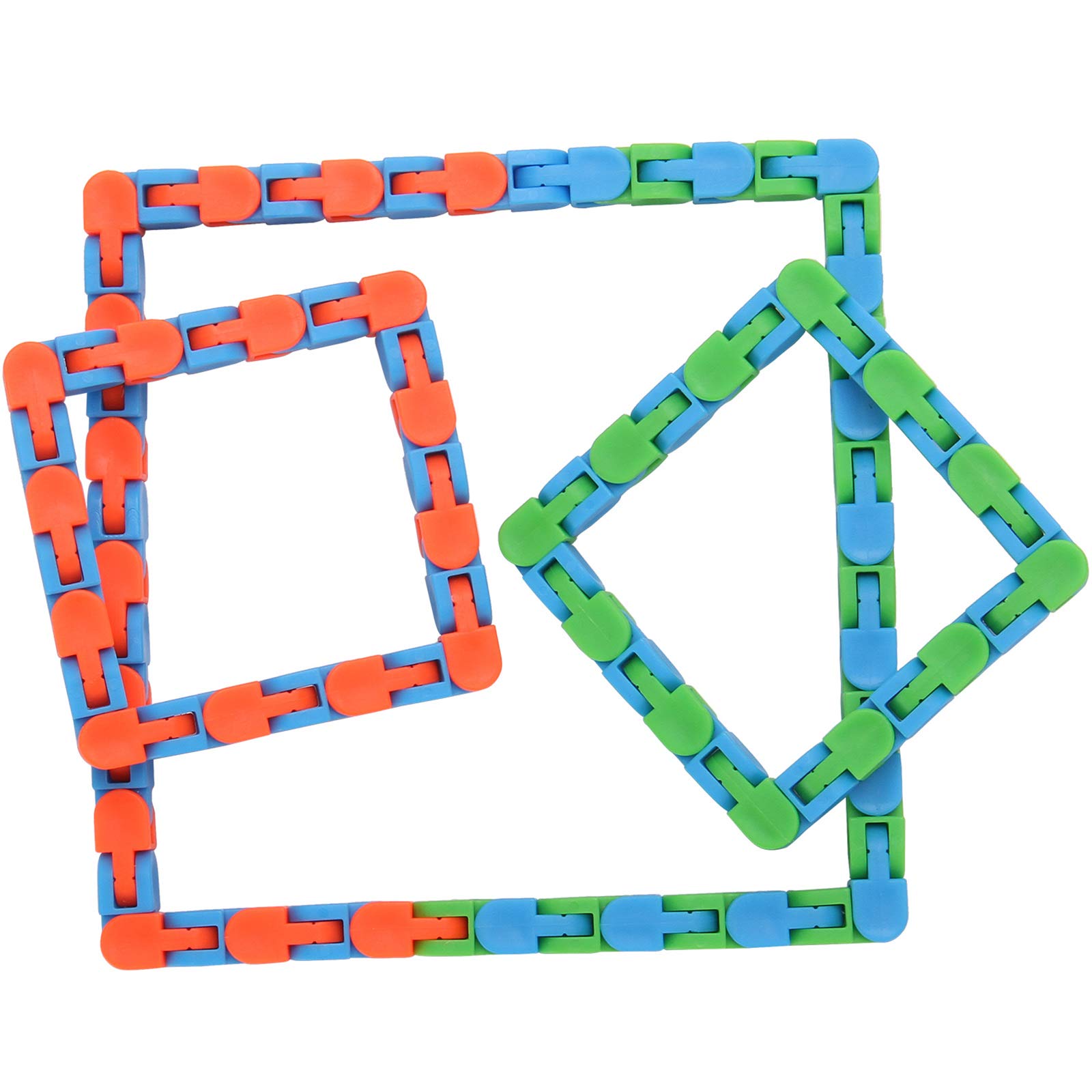 24 Pack Wacky Tracks Snap and Click Fidget Toys - 24 Links Sensory Snake Puzzle for Stress Relief & Anxiety - Party Favors, Goodie Bag Fillers - Perfect for Kids, Adults, Classrooms & Office Use