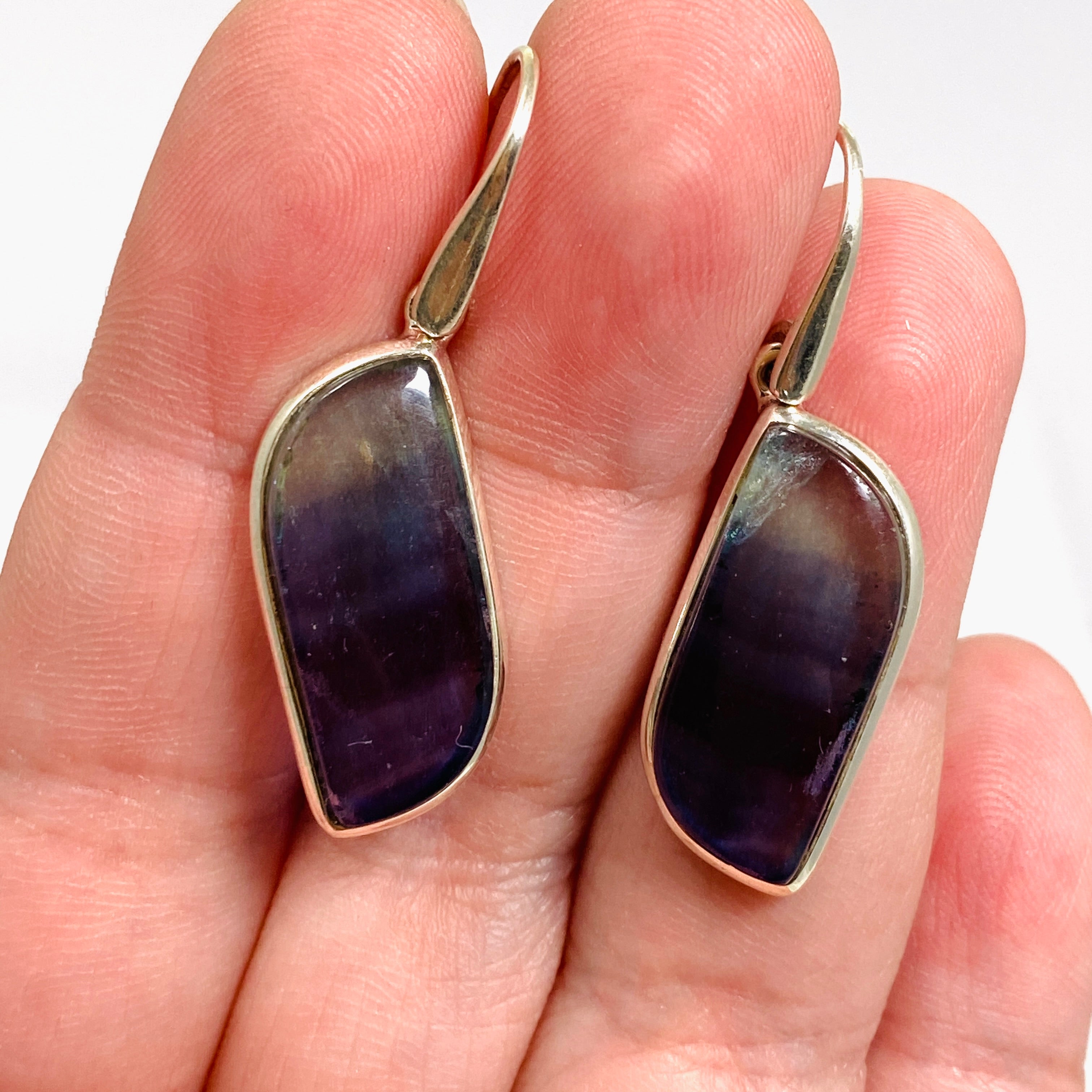 Natural Fluorite Freeform Cabochon Earrings - Handmade Gemstone Jewelry for Women | Perfect for Boho Style & Everyday Wear