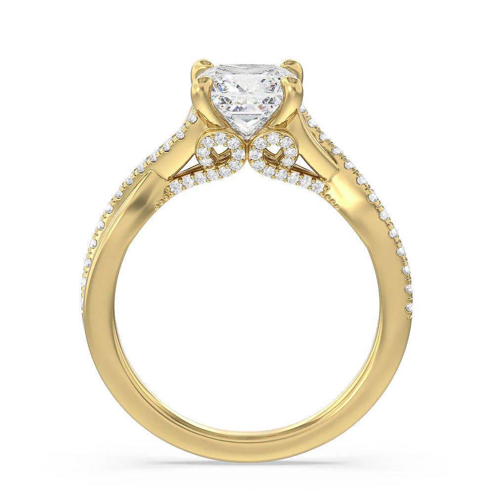 Princess Cut Moissanite Twisted Band Engagement Ring with Hidden Accents - Elegant Wedding Jewelry for Brides, Anniversary Gifts & Proposal Scenes