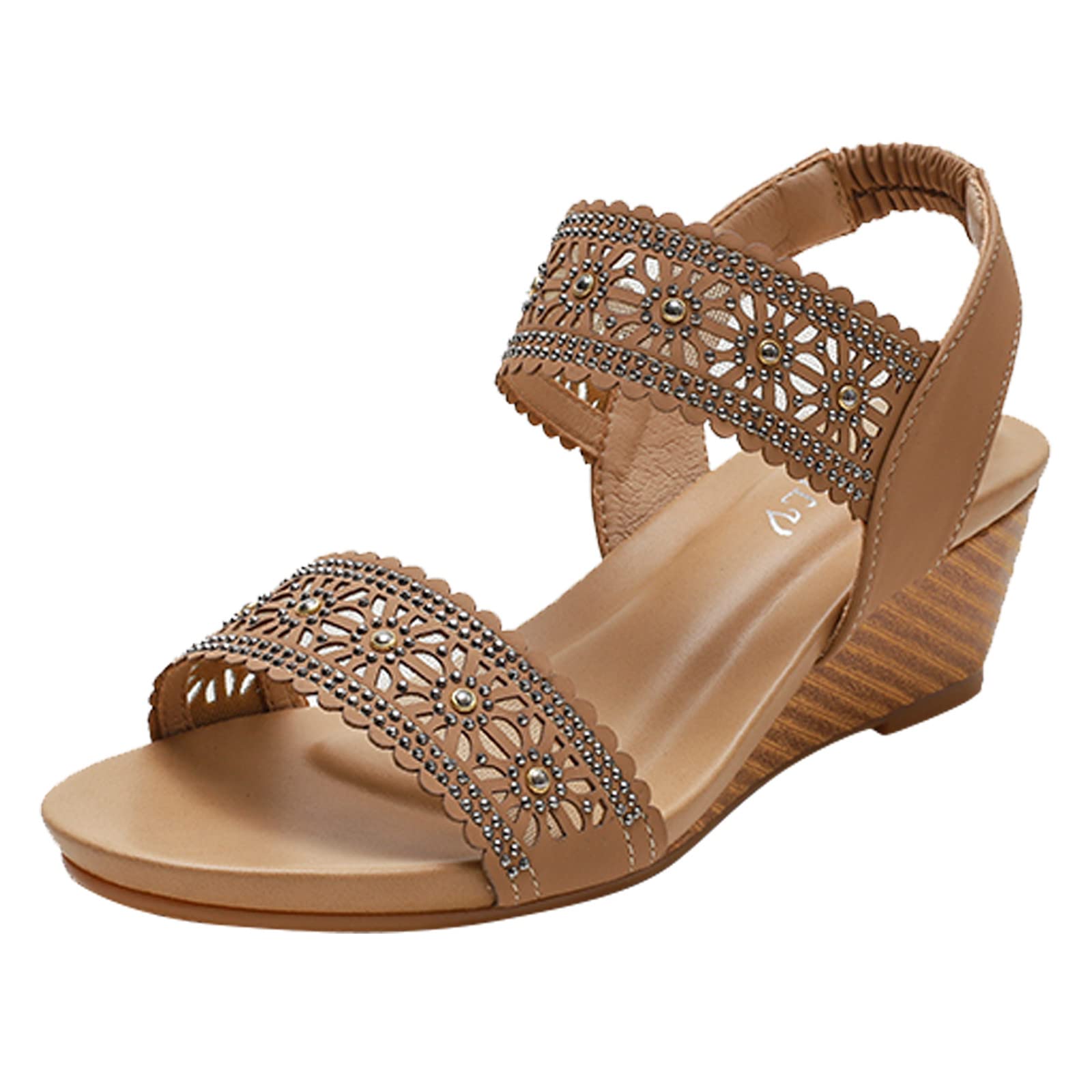 Women's Bohemian Peep Toe Wedge Sandals - Comfortable Beach Shoes for Summer, Size 6 | Perfect for Vacation, Poolside, and Casual Outings