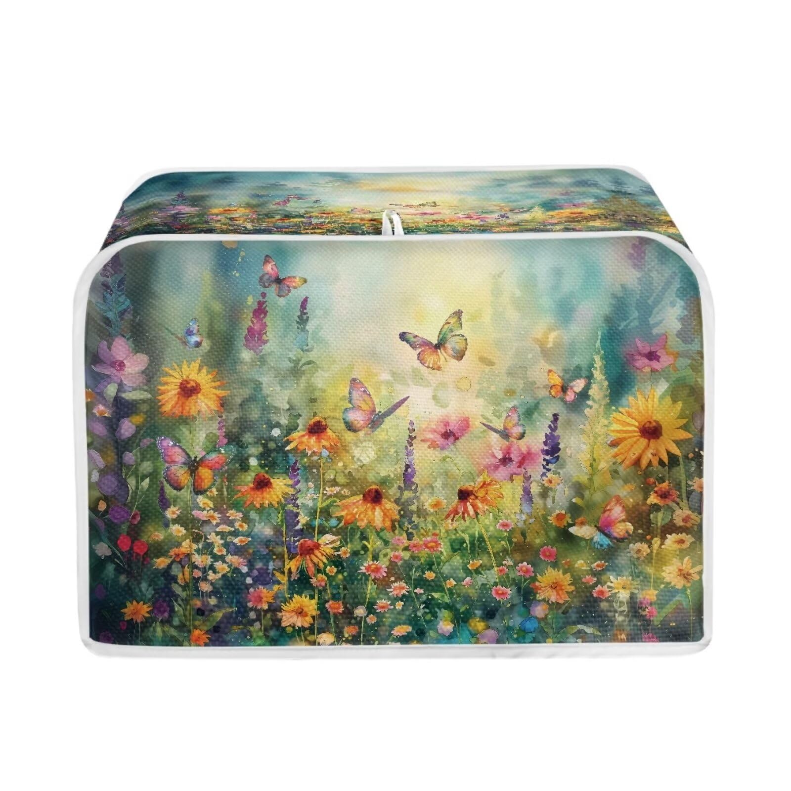Vibrant Floral Print Quilted Toaster Cover - Stylish & Durable 2-Slice Toaster Oven Cover for Kitchen Small Appliances - Perfect for Bread Makers, Toasters & Countertop Protection