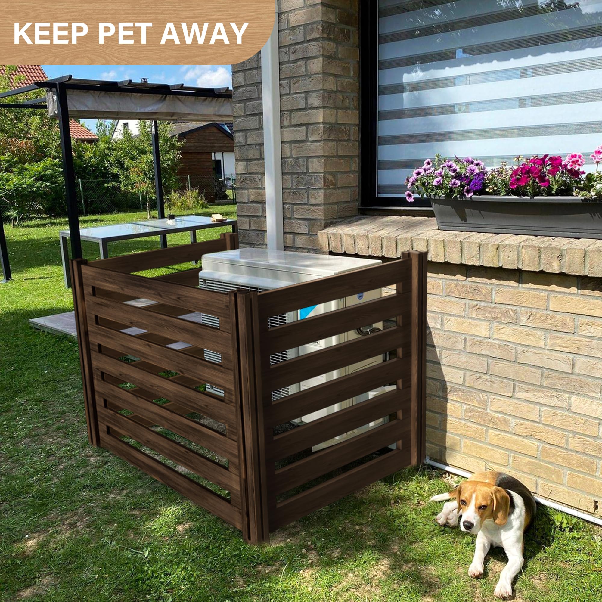 3-Panel Wooden Composter Bin Privacy Screen Fence - 36