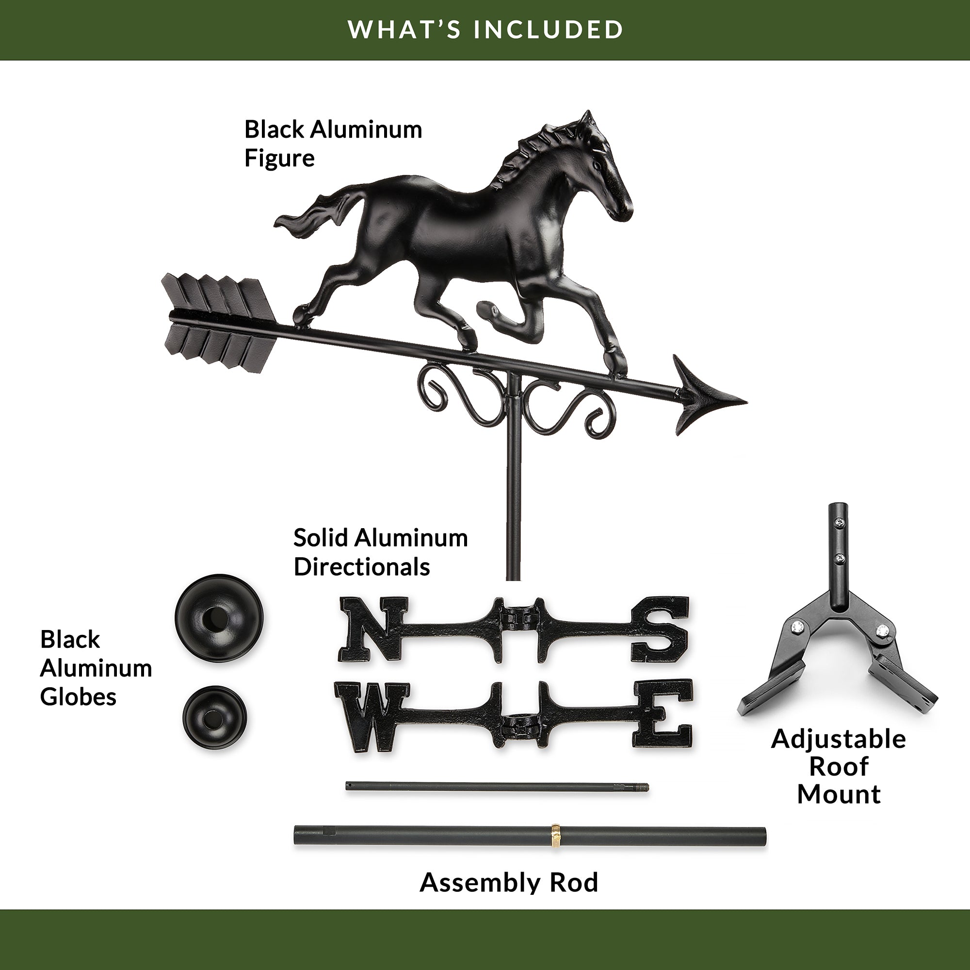Black Aluminum Galloping Horse Statue - Elegant Home & Office Decor for Modern Spaces | Perfect for Bookshelf, Desk, or Gift Idea