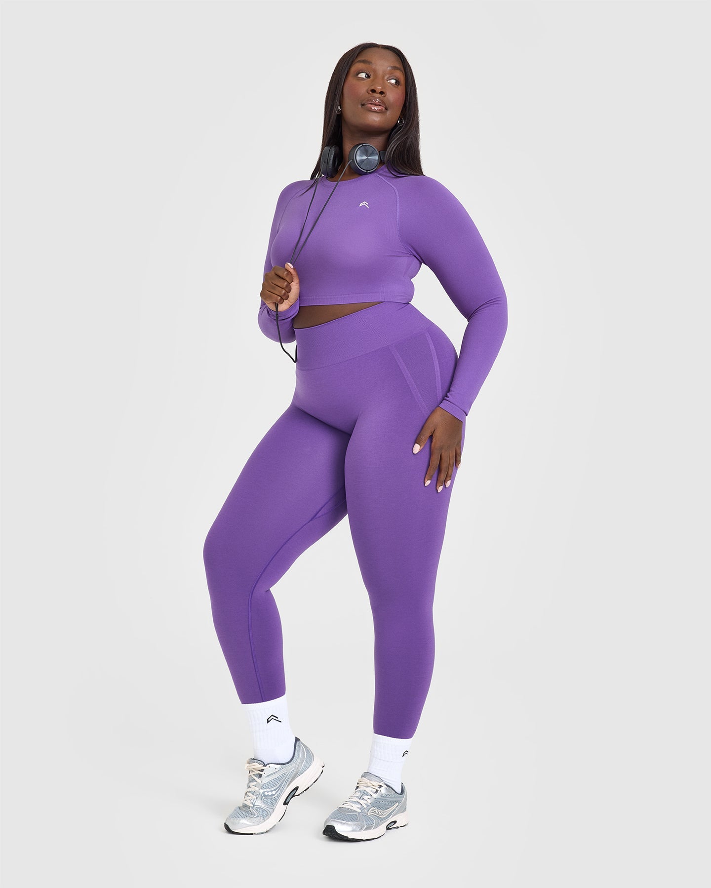 Seamless Fitted Crop Long Sleeve Top for Women - Iris Purple | Yoga, Workout & Casual Wear