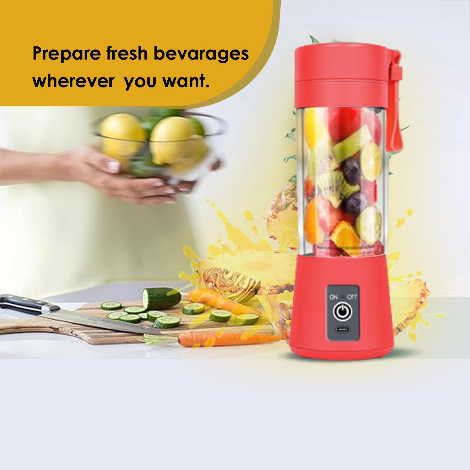 Portable Blender for Smoothies and Shakes - 600W Powerful Motor with Stainless Steel Blades - Compact Handbag Size Glass Jar - Perfect for Home, Office, Gym & Travel (Red) - Make Healthy Smoothies, Protein Shakes & Baby Food On The Go