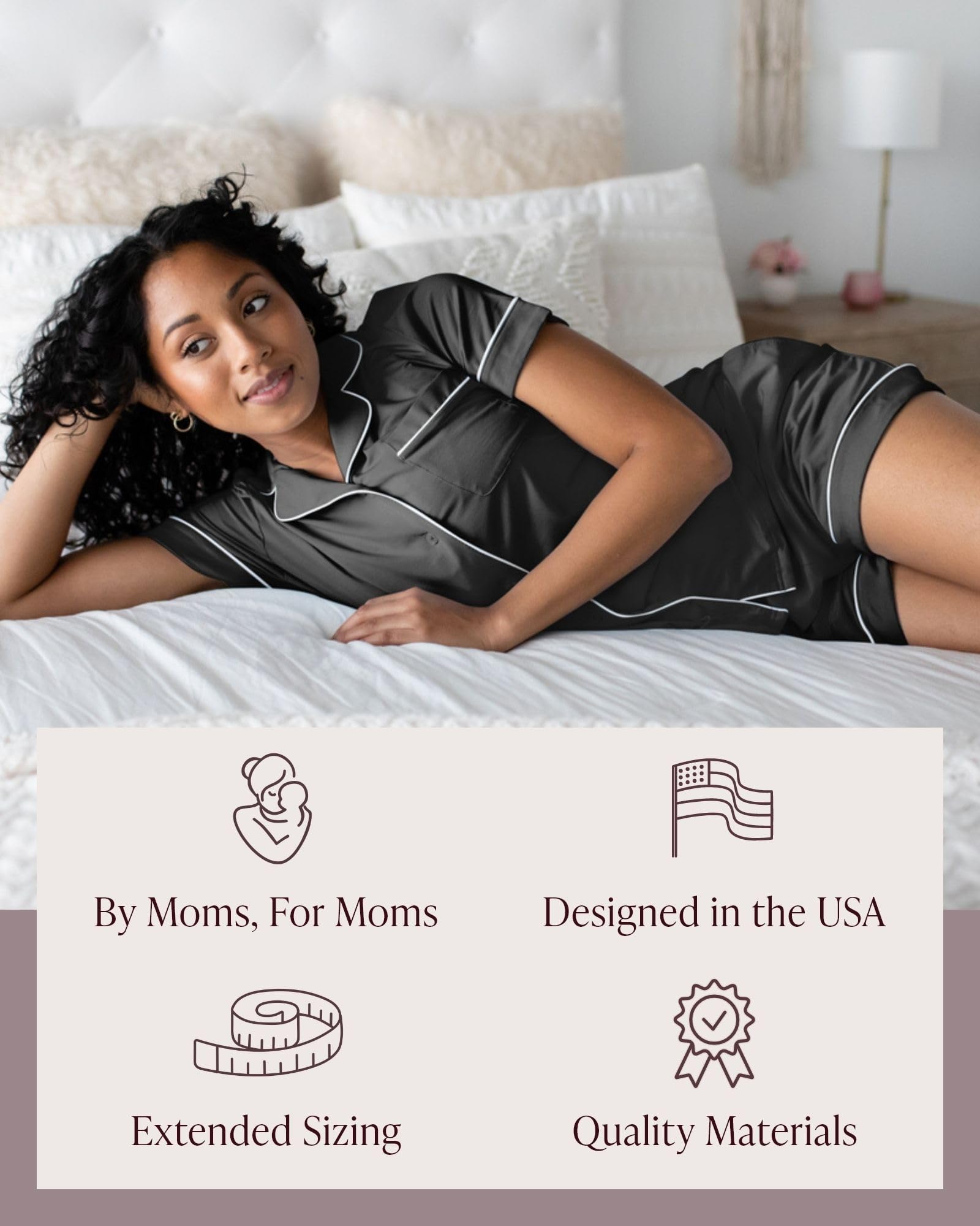 Kindred Bravely Clea Classic Short Sleeve Maternity & Nursing Pajama Set - Soft Cotton Breastfeeding Sleepwear for Pregnant & Postpartum Women - Perfect for Nighttime Nursing & Comfortable Sleep