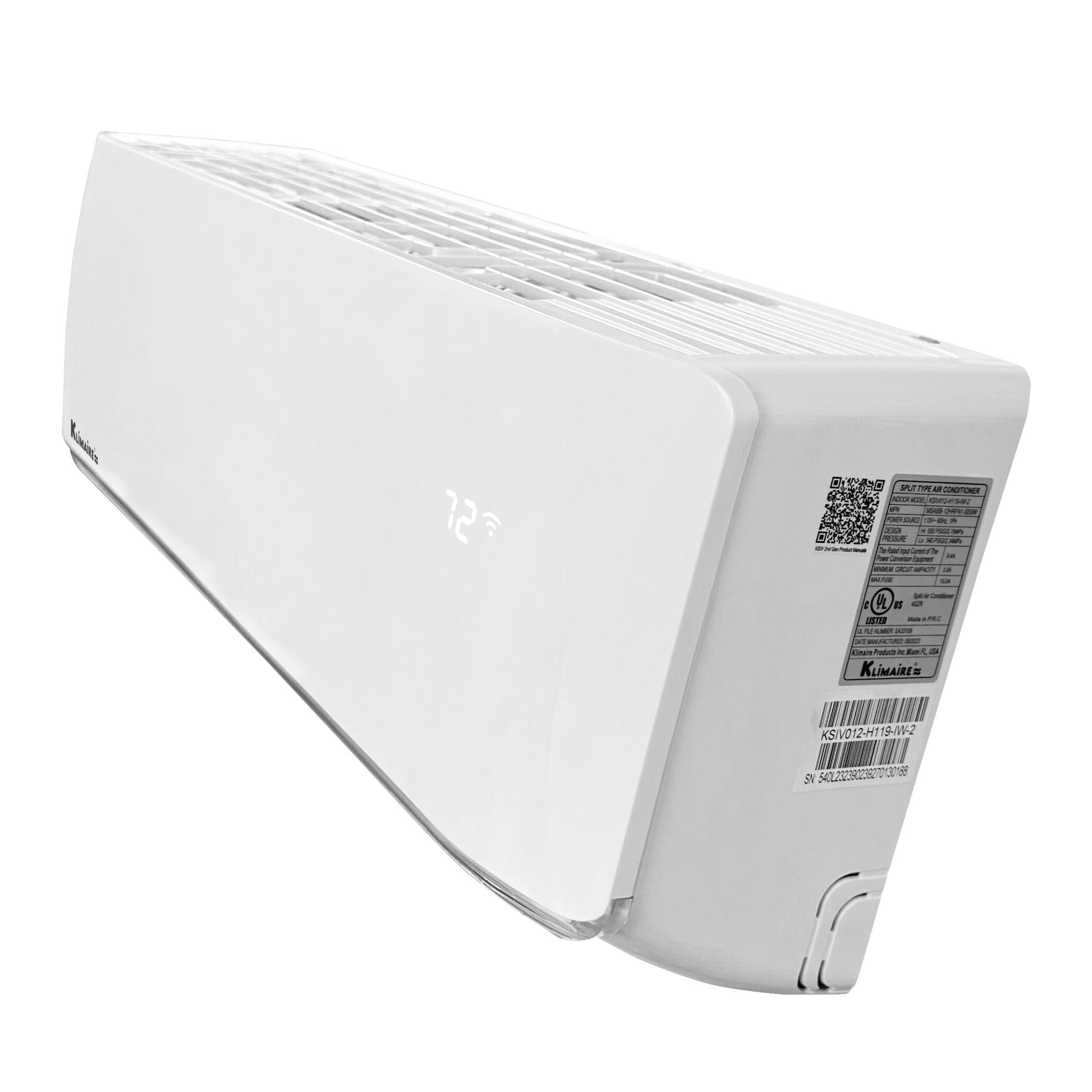 12,000 BTU Klimaire 21.4 SEER2 220V Wall-Mounted Ductless Mini Split Air Conditioner & Heat Pump with WiFi - Works with Alexa® | Perfect for Bedrooms, Living Rooms & Home Offices