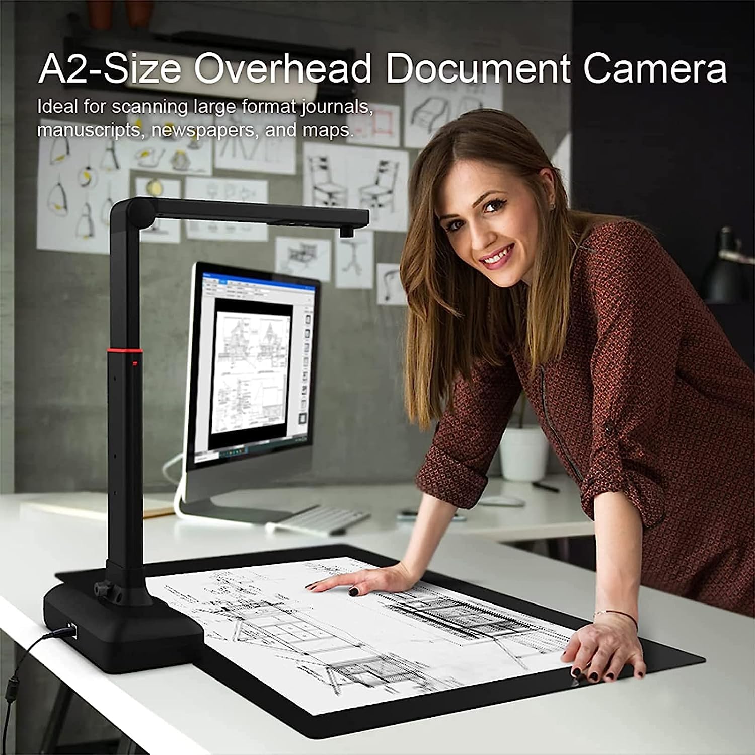 23MP High-Speed Book & Document Scanner with A2/A3 Large Format - Auto Flatten & Fingerprint Removal - Multi-Language OCR Support for PC & Mac - Perfect for Office, Library & Archiving Documents