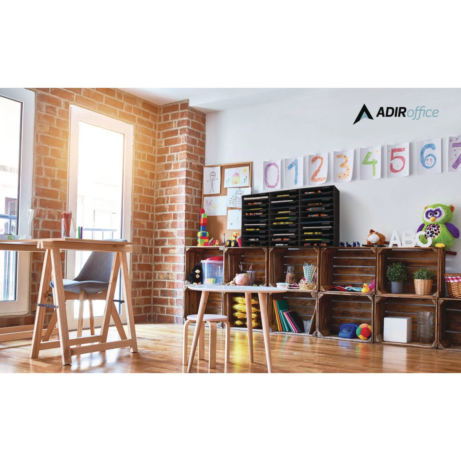 AdirOffice 30-Section Letter Size File Organizer - Black Literature Classroom Organizer (32