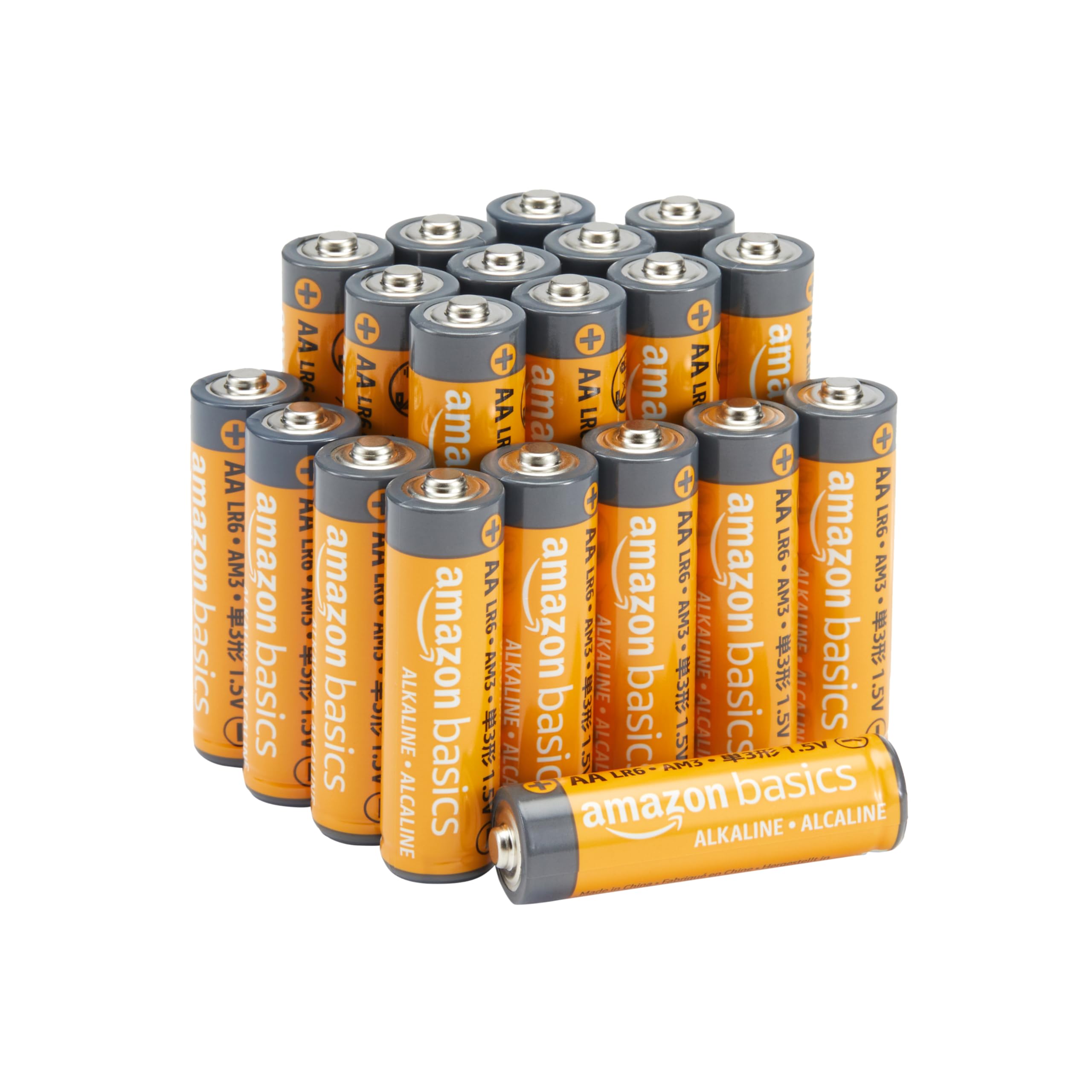 Amazon Basics 20-Pack AA Alkaline High-Performance Batteries - 1.5 Volt Long-Lasting Power with 10-Year Shelf Life - Perfect for Toys, Remote Controls, Flashlights & Emergency Kits