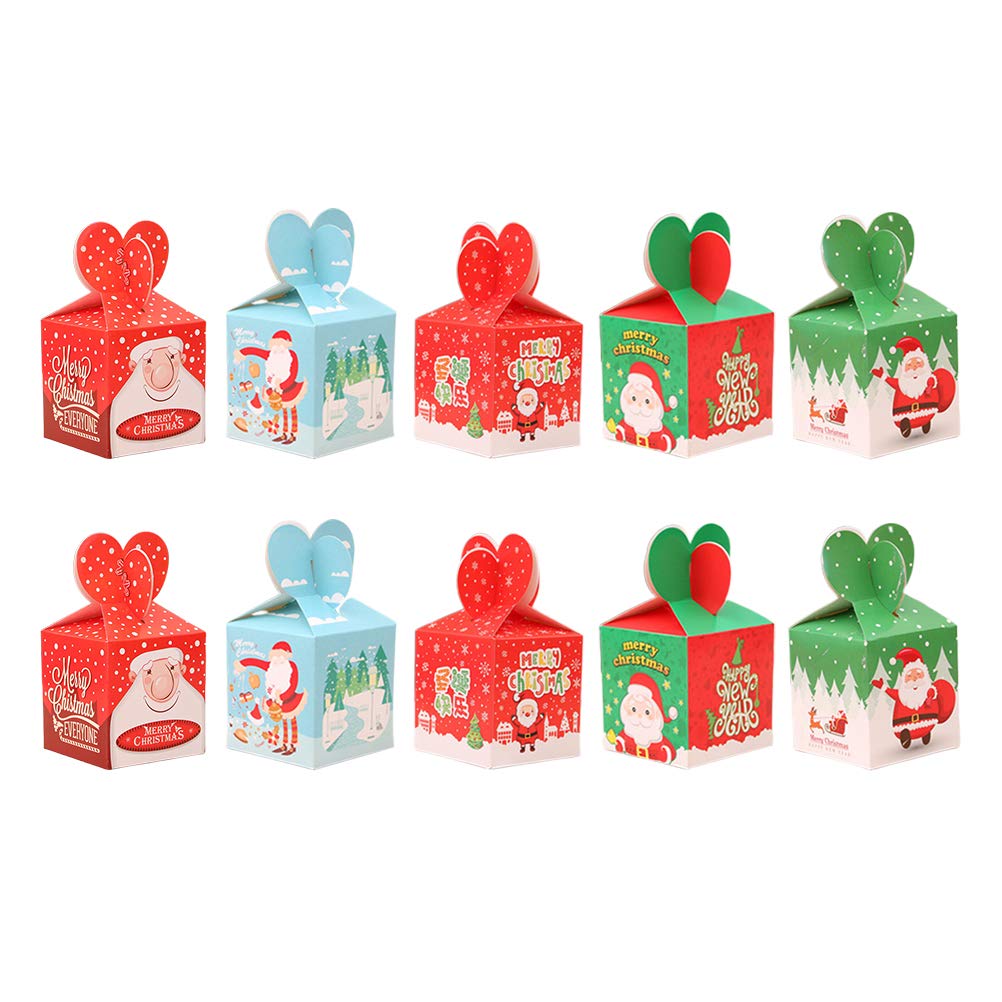 PRETYZOOM 10PCS Christmas Eve Folding Apple Gift Boxes - Cute Cartoon Candy Containers for Holiday Party Favors, Treats & Decorations | Perfect for Christmas Celebrations, Gift Wrapping & Candy Storage