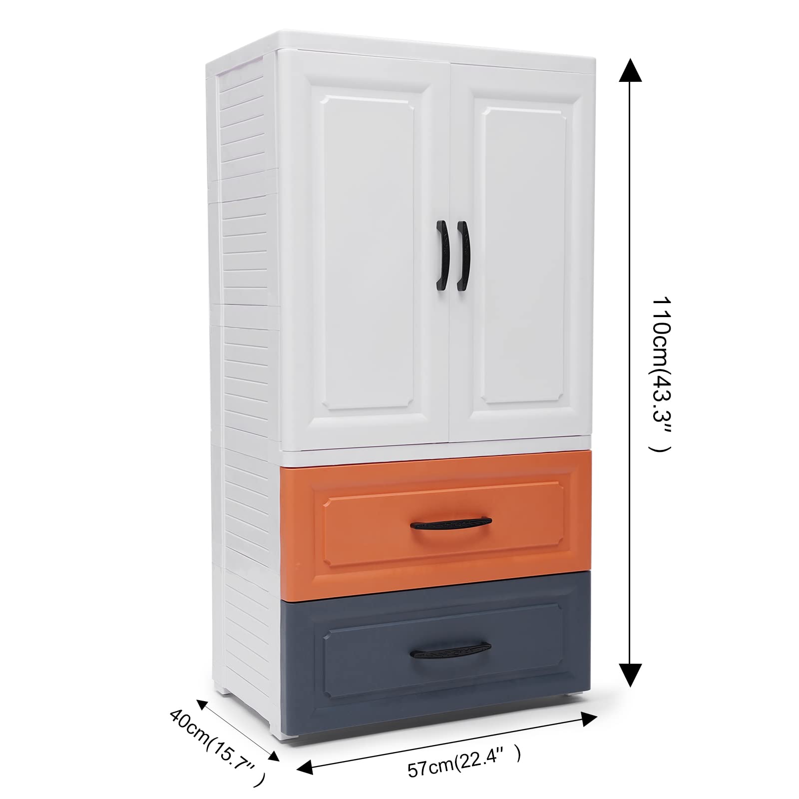 Eapmic 2-Drawer Plastic Storage Cabinet - Tall Standing Dresser for Bedroom, Closet & Nightstand (22.4 x 15.7 x 43.3 Inches) - Space-Saving Organizer for Clothes, Toys & Home Essentials - Available in 3 Colors