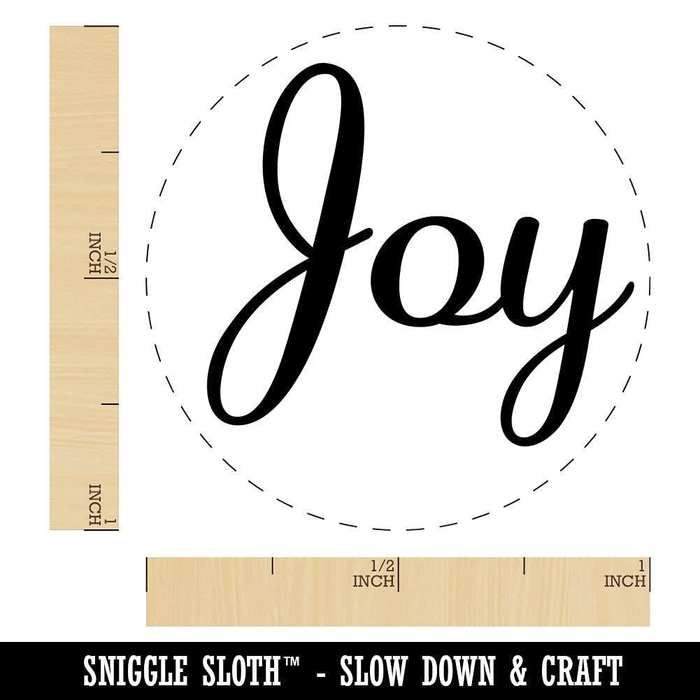 Joy Self-Inking Rubber Stamp with Cursive Text - 1 Inch Medium Blue Ink Stamper for Crafting, Scrapbooking, Planner Decor & Office Use