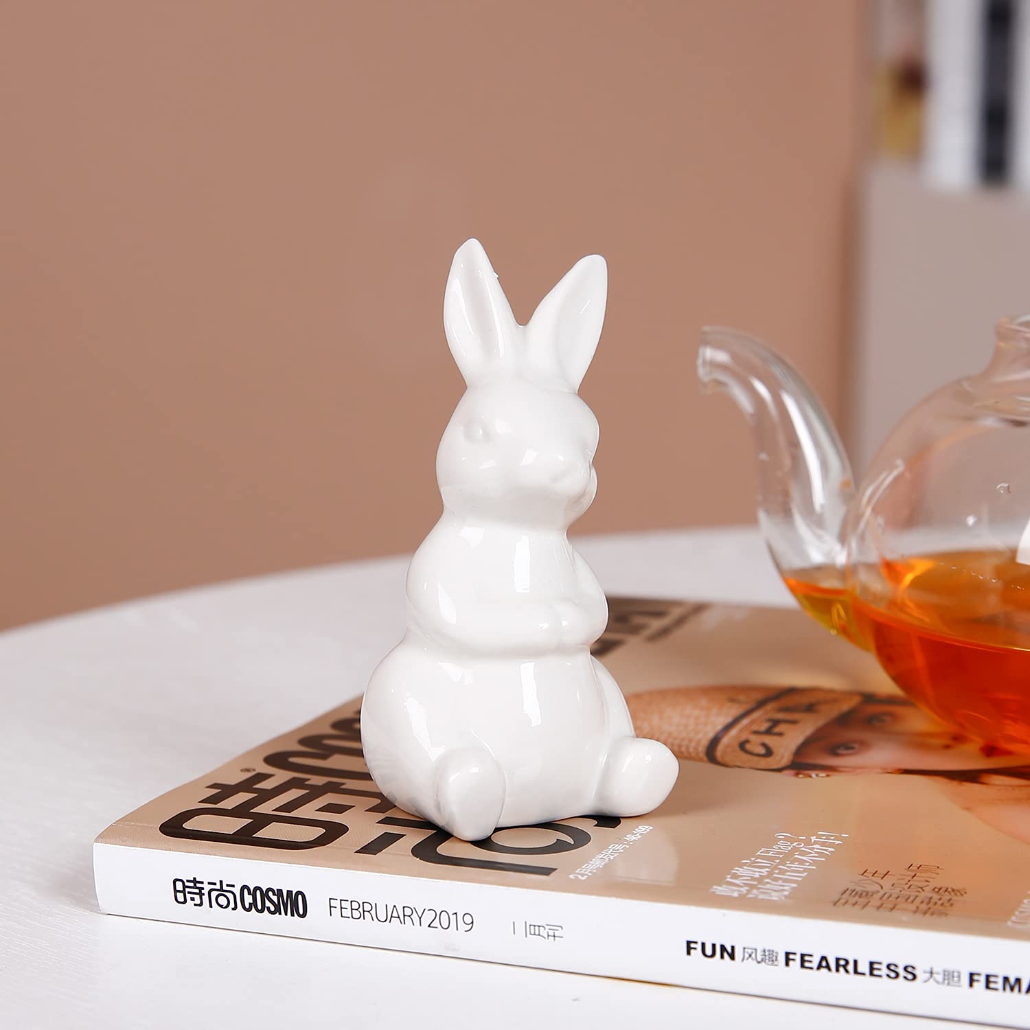 Easter Bunny Figurine - Ceramic Rabbit Decor, Porcelain Modern Art Spring Home Decorations, Cute Bunny Statue for Easter Gifts & Table Centerpiece - Perfect for Easter Party, Spring Home Decor, and Gift Giving
