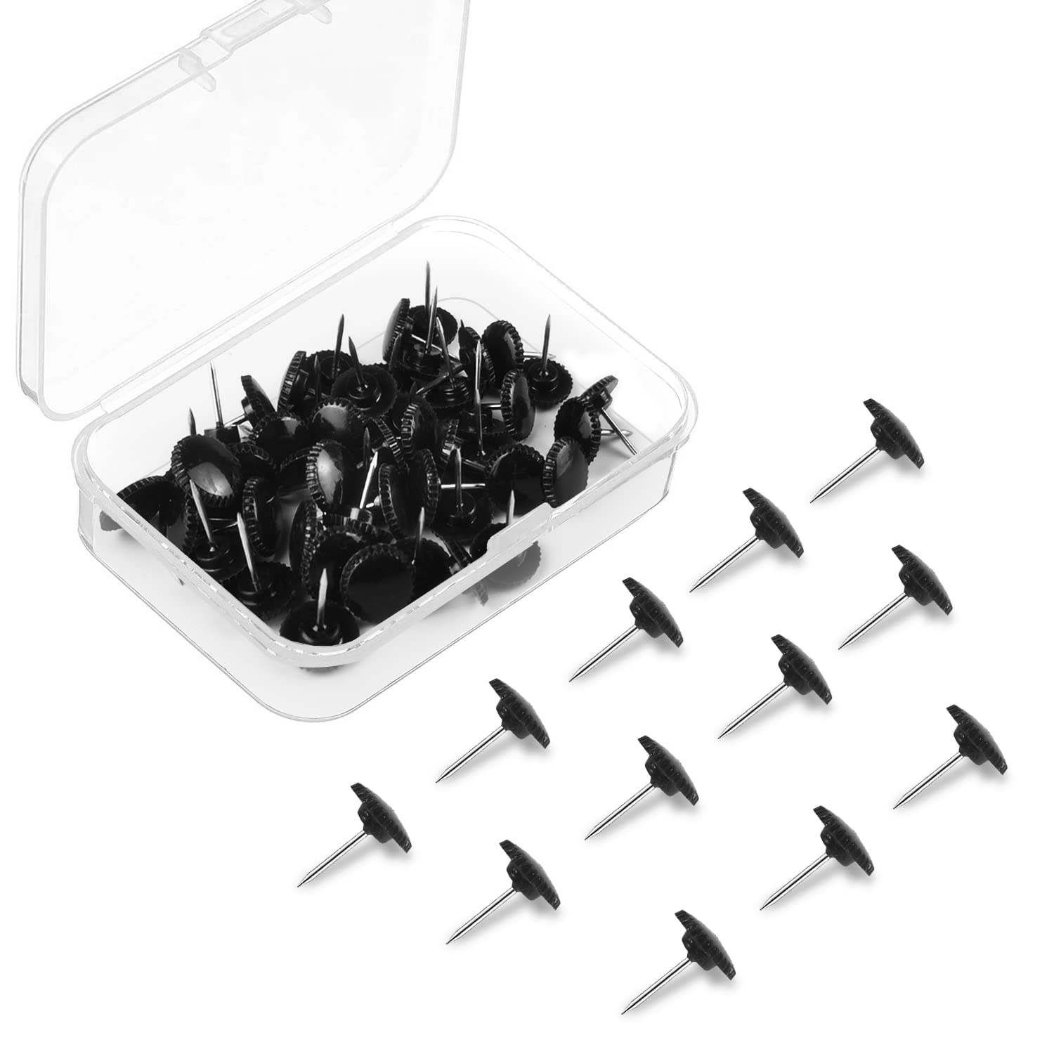 200 Pcs Black Push Pins - Heavy Duty Plastic Thumb Tacks with Steel Points for Cork Boards, Bulletin Boards & Walls - Perfect for Office, School, Home Decor & DIY Projects