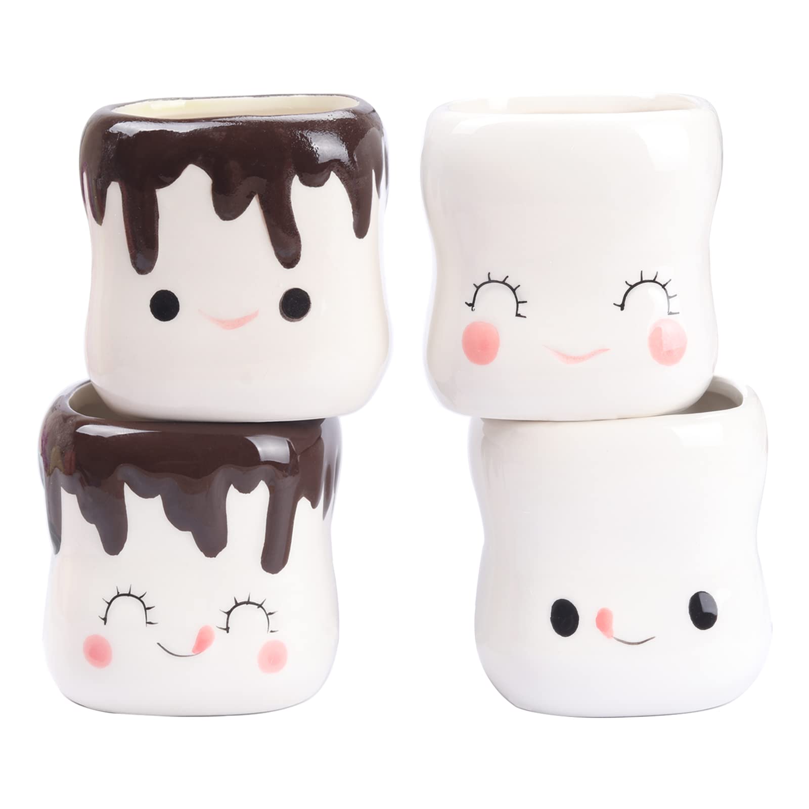 4-Pack Cute Marshmallow Mugs for Hot Chocolate & Cocoa - 6oz Insulated Ceramic Cups for Kids & Adults - Perfect Gift for Christmas, Mother's Day & Birthdays - Great for Family Gatherings, Sleepovers & Cozy Winter Nights
