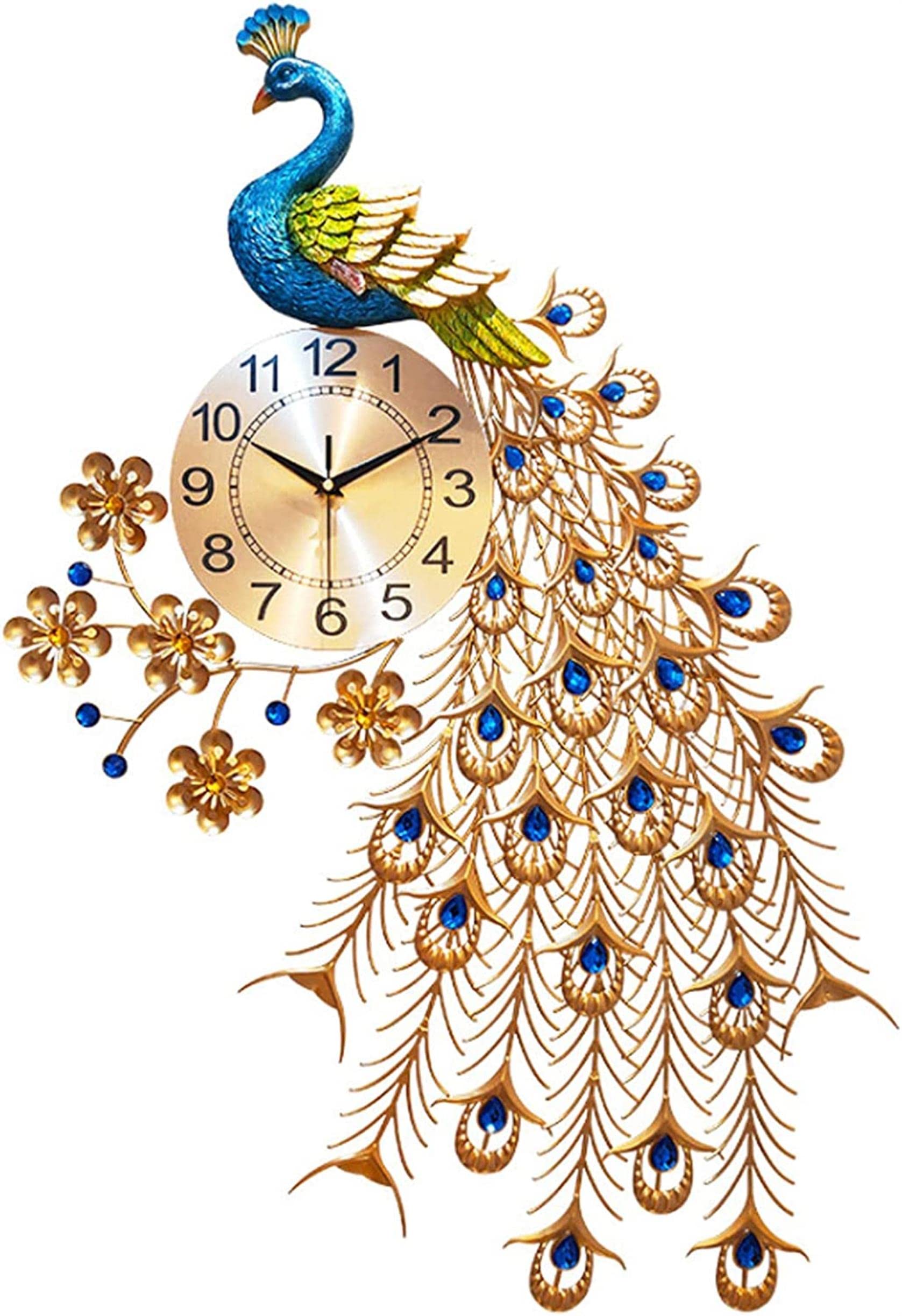 Modern 3D Peacock Wall Clock - Large Silent Non-Ticking Iron Wall Clock for Living Room, Bedroom & Office Decor | Elegant Home & Office Décor, Perfect Gift Idea