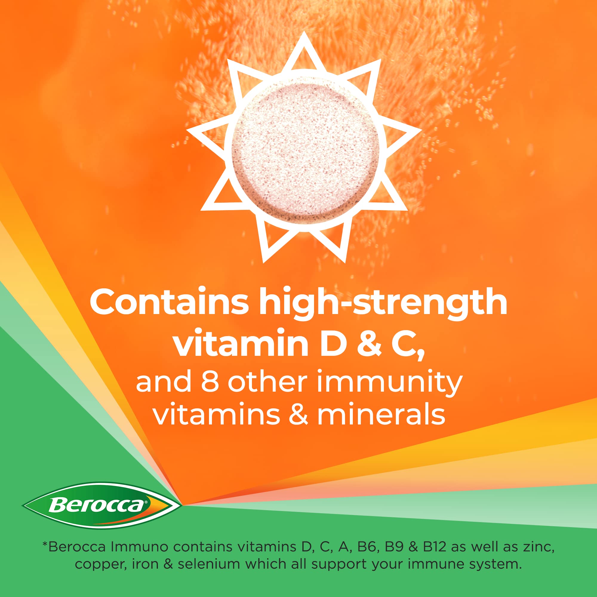 Berocca Immuno Energy & Immune Support Supplement - 15 Effervescent Tablets for Daily Wellness & Immune Boost | Perfect for Travel, Workout & Busy Lifestyles