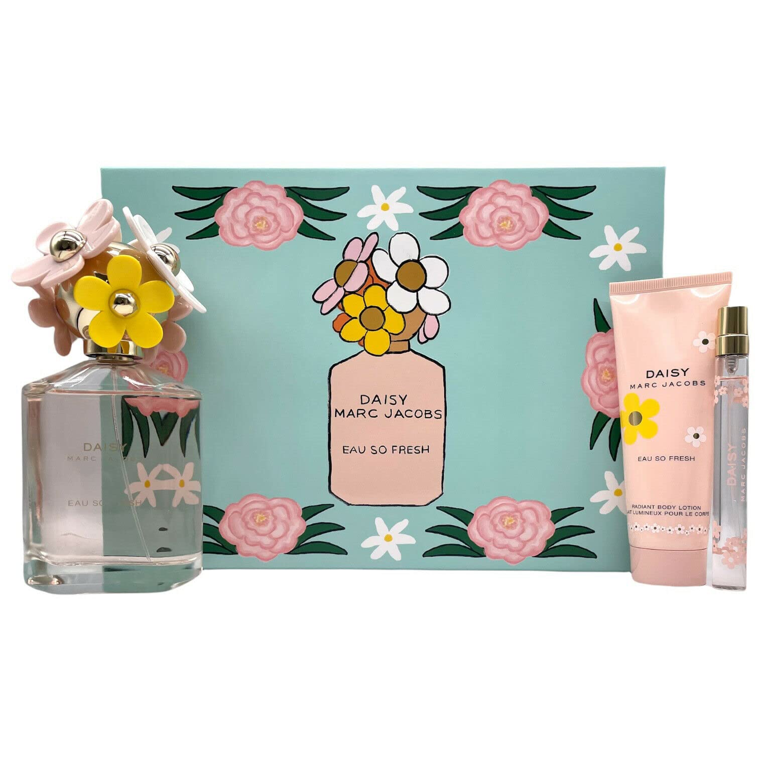 Marc Jacobs Daisy Eau So Fresh 3-Piece Gift Set for Women - Floral Perfume Set with Body Lotion & Travel Spray - Perfect for Birthdays, Anniversaries & Everyday Luxury