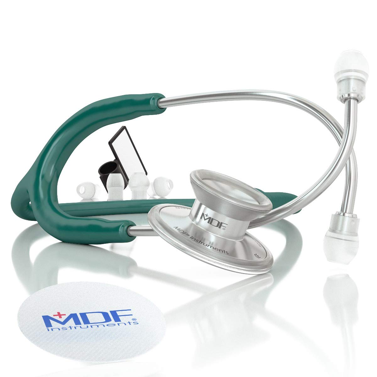 MDF Acoustica Lightweight Stethoscope for Adults - Dual Head Cardiology Stethoscope with Aqua Green Tube & Silver Chestpiece, Free Replacement Parts for Life - Perfect for Doctors, Nurses, Medical Students & Healthcare Professionals in Hospitals, Clinics & Home Use