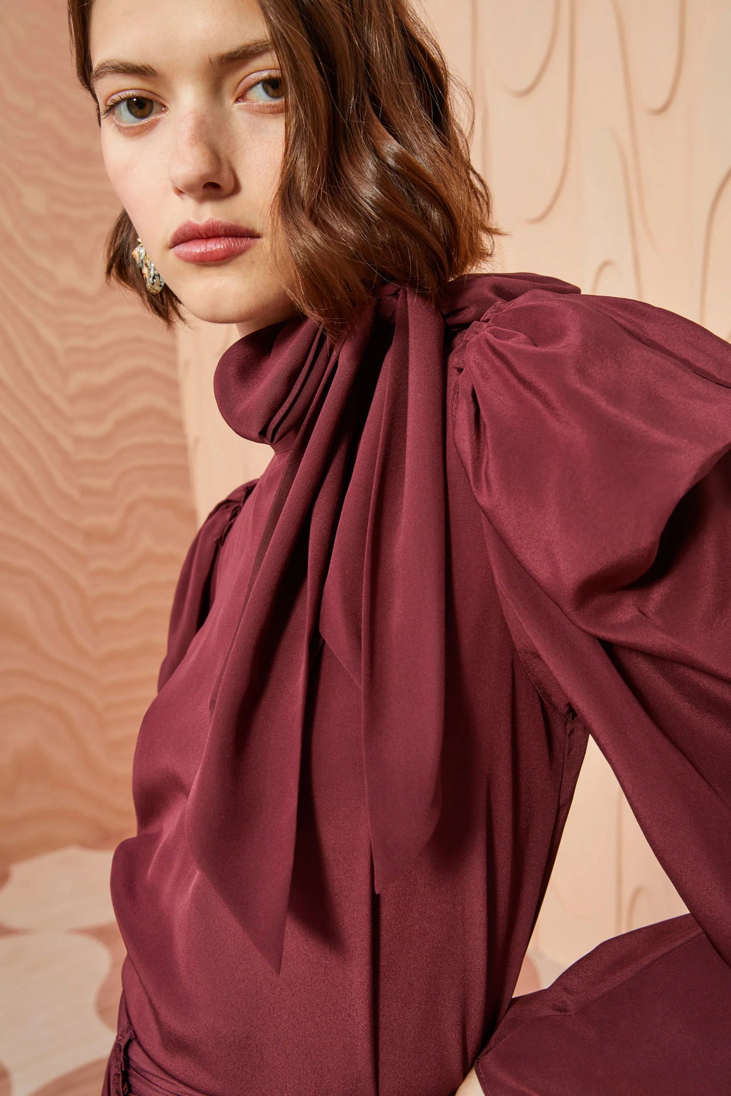 Brea Blouse Women's Fashion Top in Mahogany Red - Perfect for Office Wear, Date Night & Casual Outfits