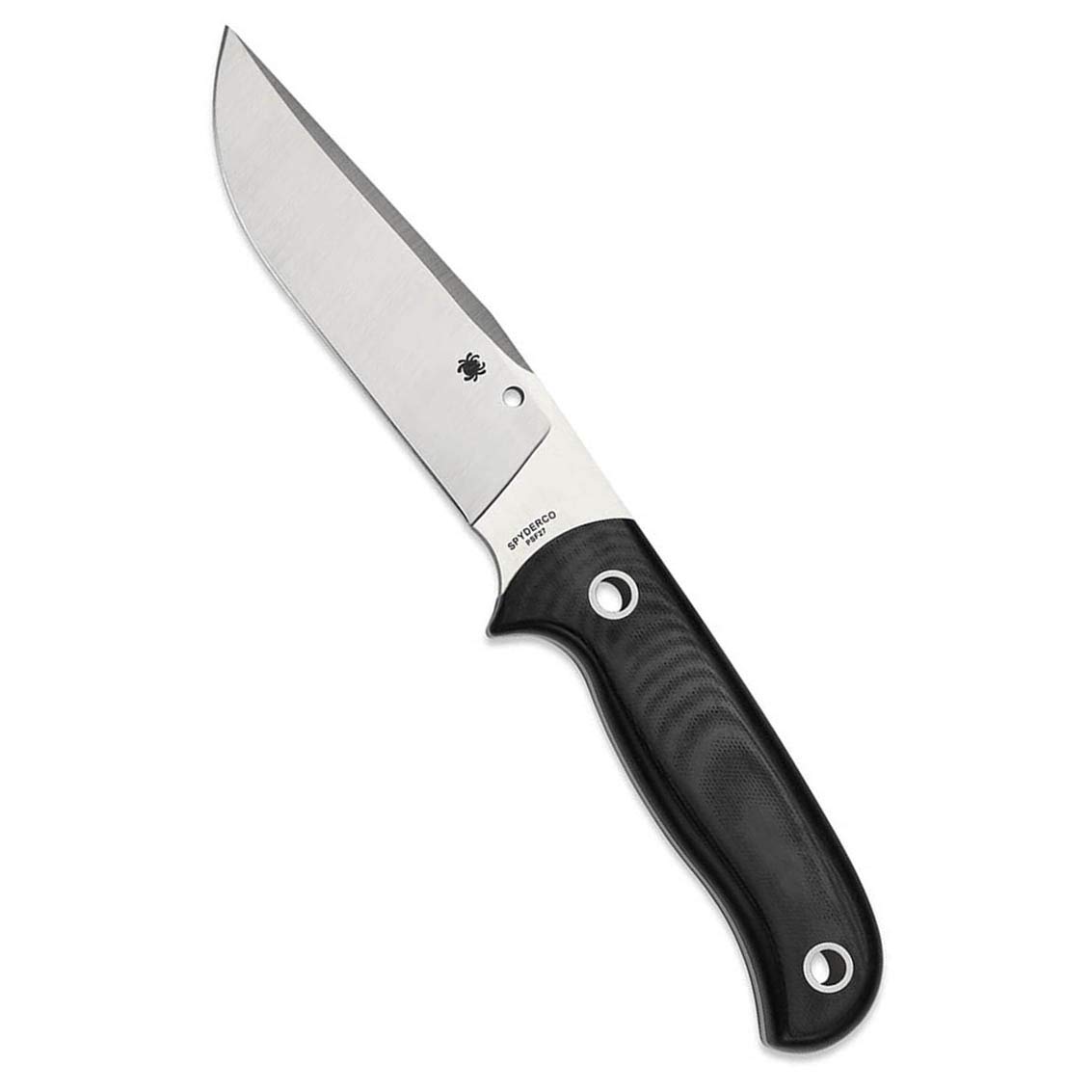 Spyderco Bradley Bowie Fixed Blade Knife - Black G-10 Handle, PlainEdge Full-Flat Grind, PSF27 High-Performance Steel - Includes Boltaron Sheath (FB33GP) - Hunting, Camping & Outdoor Survival Knife