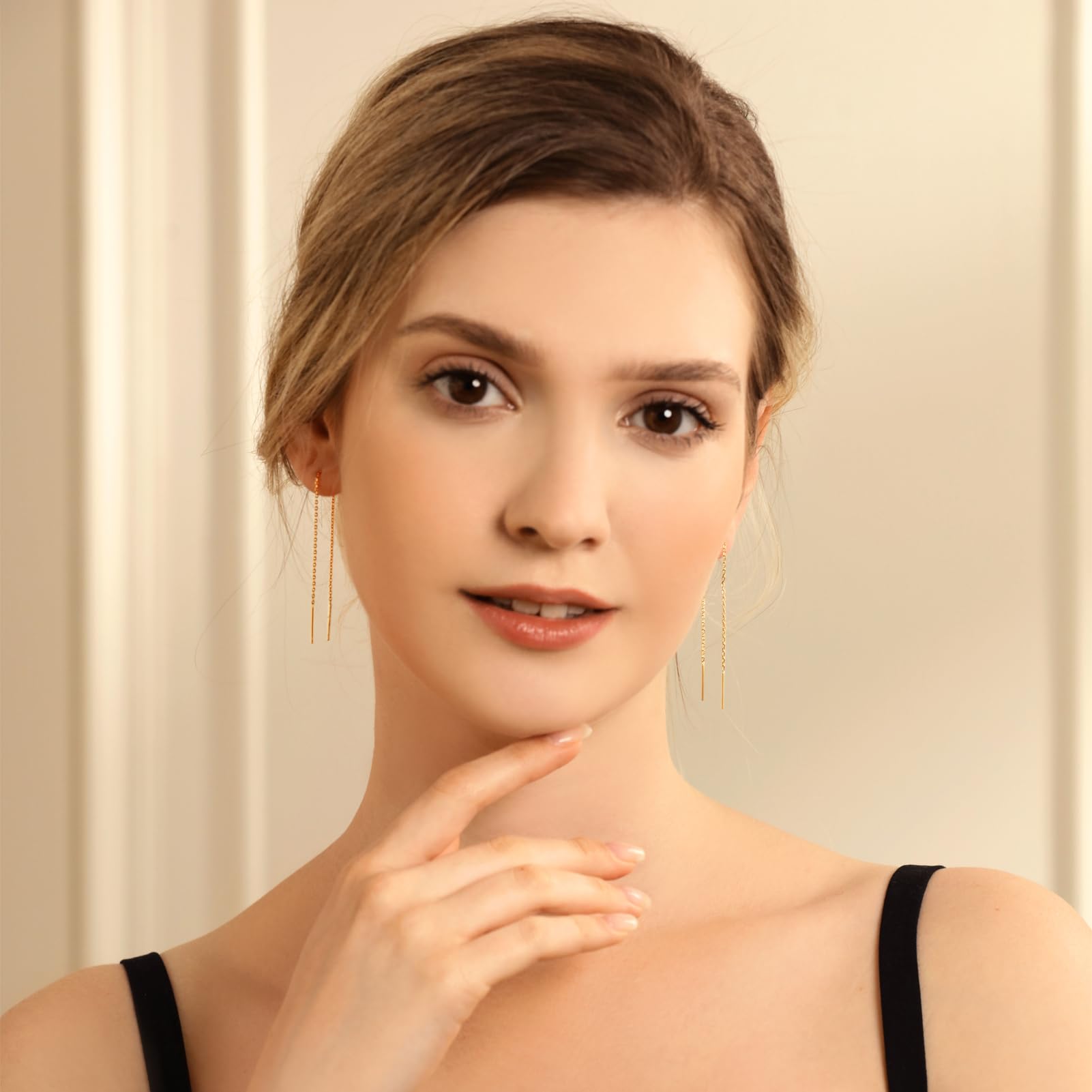 18K Gold Filled Dainty Threader Earrings for Women - Double Pierced Drop Dangle Chain Earrings | Elegant Jewelry Gift for Her | Perfect for Date Night, Parties & Special Occasions